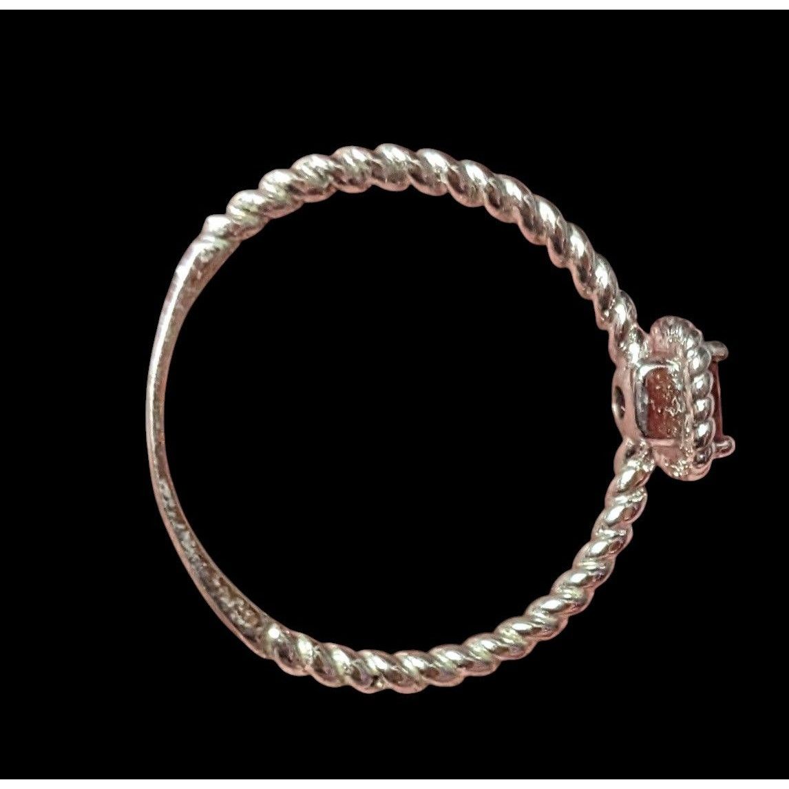 Other Dainty Coquette Silver Tone Ring With Pastel Pink Gem Signed Size ONE SIZE - 3 Thumbnail