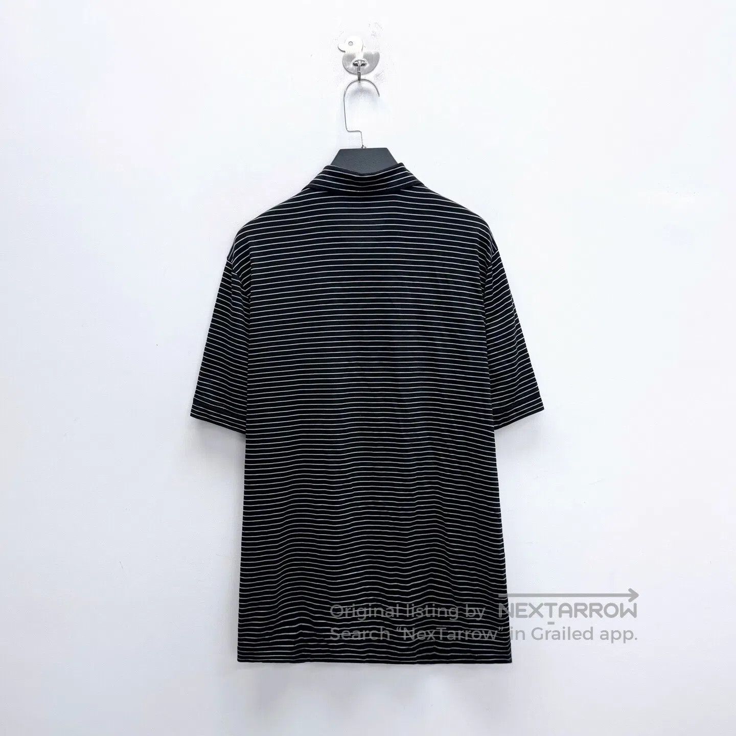 Prada Prada Black and White Striped Logo Lettering Polo Short Sl Size US L / EU 52-54 / 3 - 2 Thumbnail