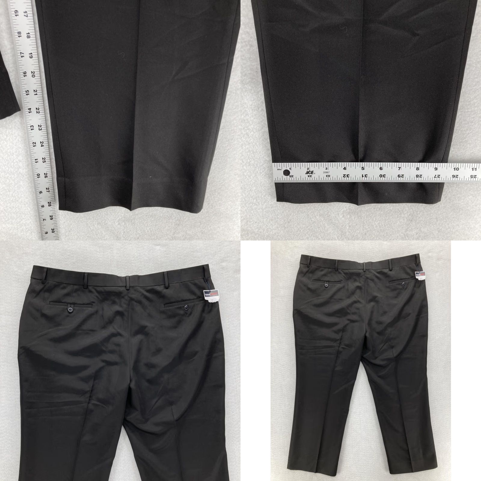 Roundtree & Yorke VINTAGE Roundtree & Yorke TravelSMART Dress Pants Mens 46x28 Black Microfiber Flat Front Size US 30 / EU 46 - 8 Thumbnail