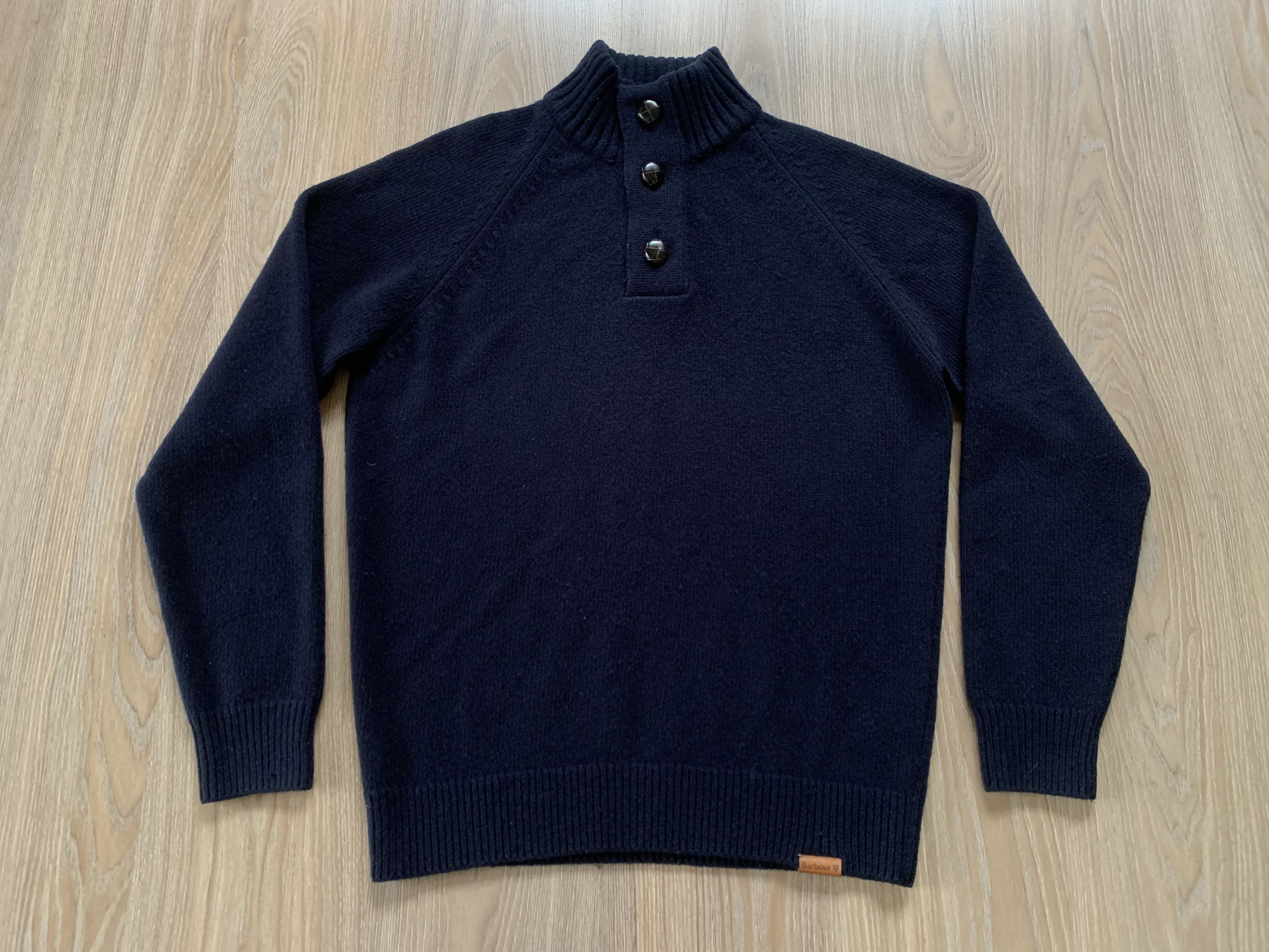 Barbour Barbour Essential Chunky Half Button Wool Knit Sweater Size US L / EU 52-54 / 3 - 2 Thumbnail