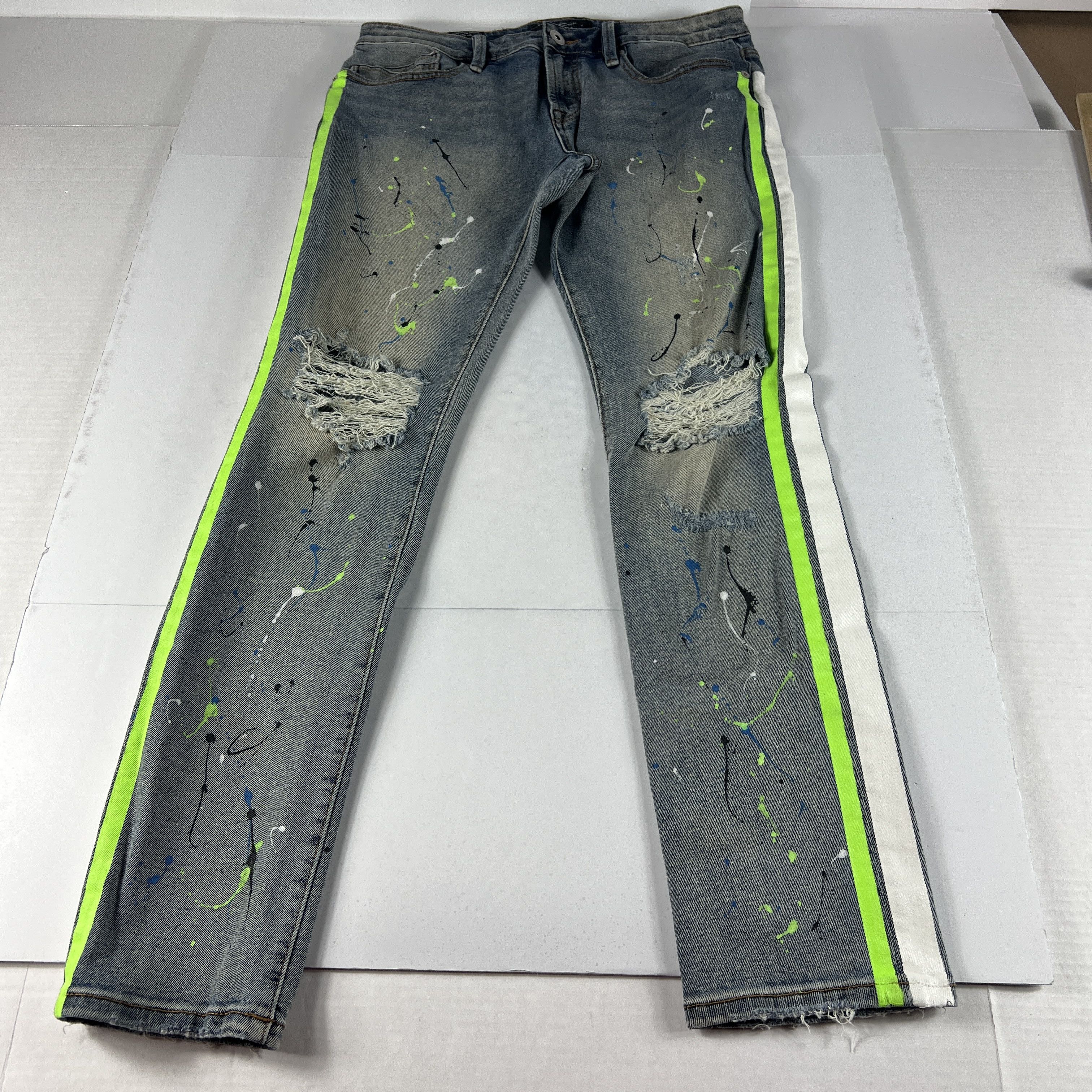 Cult Of Individuality Cult Of Individuality Jean Rocker Slim Paint Splatter Denim Size US 33 - 1 Thumbnail