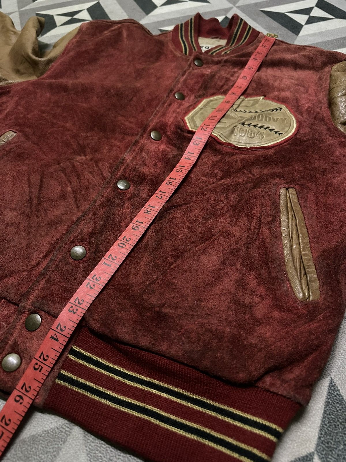 Vintage Vintage 80s Groovy leather varsity jacket Size US M / EU 48-50 / 2 - 9 Thumbnail
