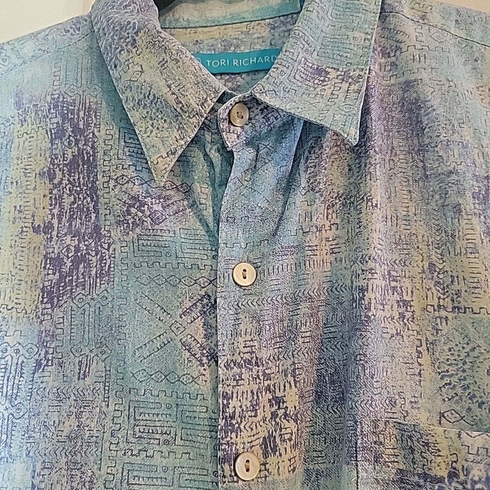 Tori Richard Tori Richard Medium Blue Aloha Hawaiian Pearl Buttons Cotton Size US M / EU 48-50 / 2 - 4 Thumbnail