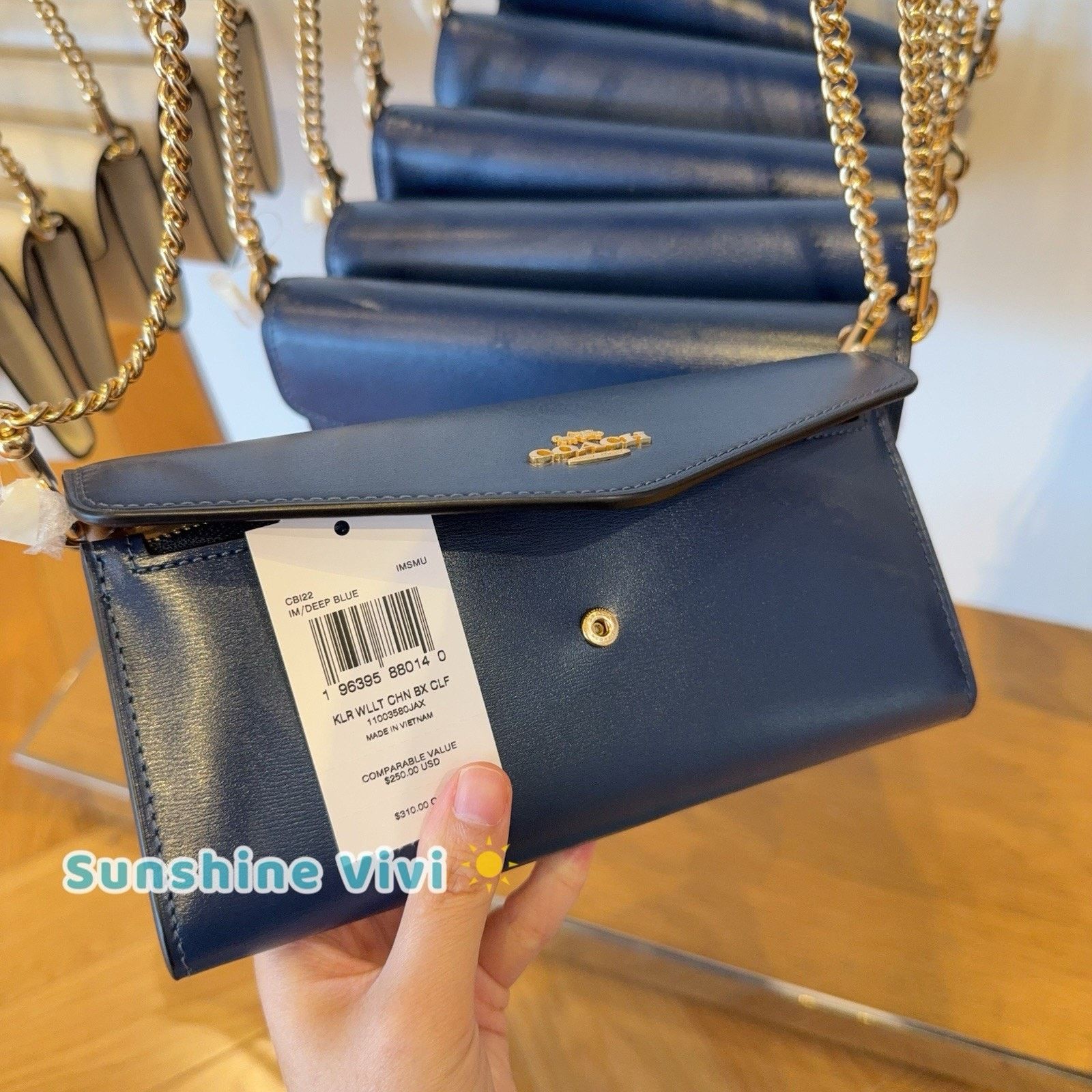 Coach NWT Coach Klare Wallet Chain CBI22 Shiny Gold/Deep Blue Size ONE SIZE - 5 Thumbnail