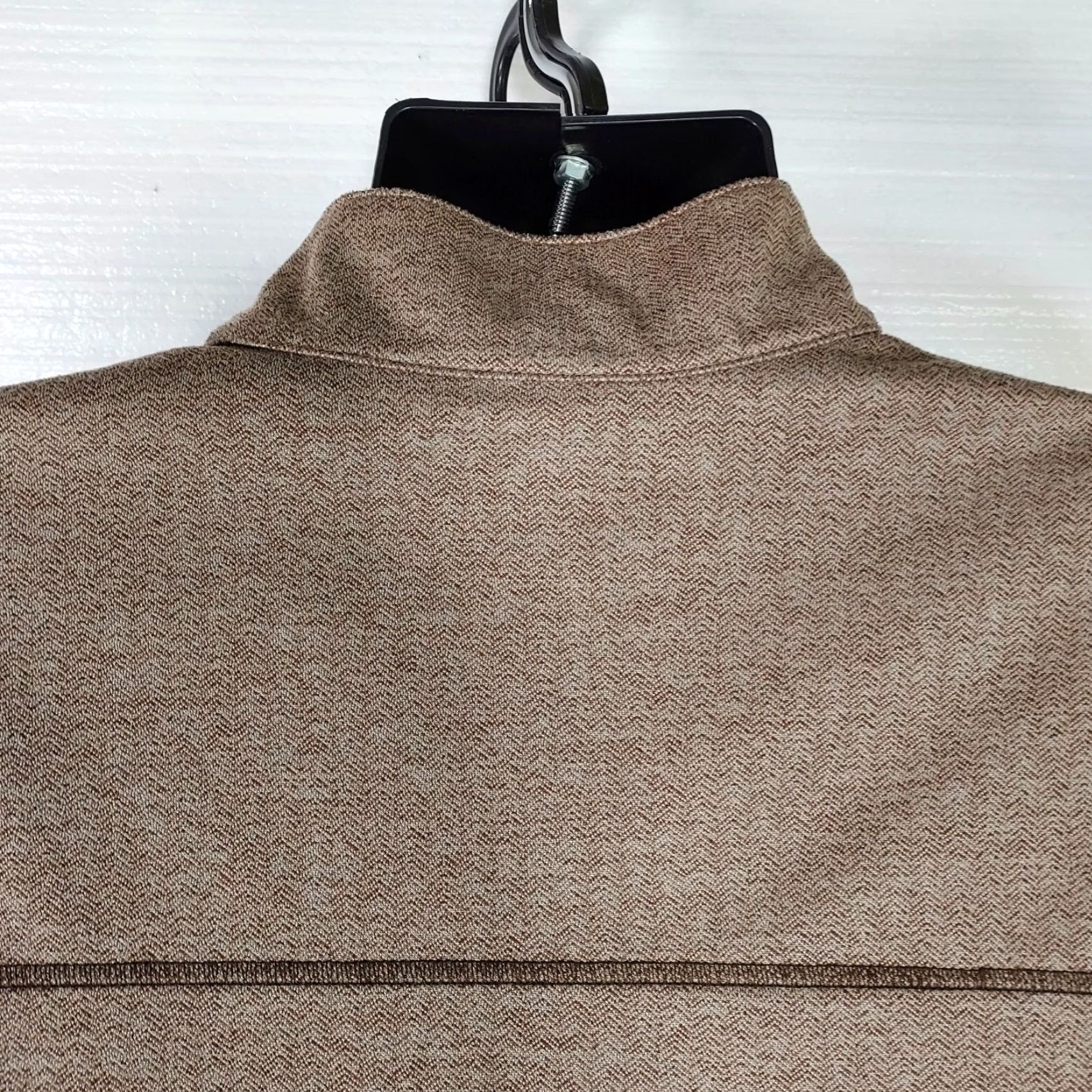 Roundtree & Yorke Roundtree & Yorke Performance Pullover Spandex 1/4 Snap Placket Brown L Large Mens Golf Activewear Mock Neck Knit Shirt Size US L / EU 52-54 / 3 - 7 Thumbnail