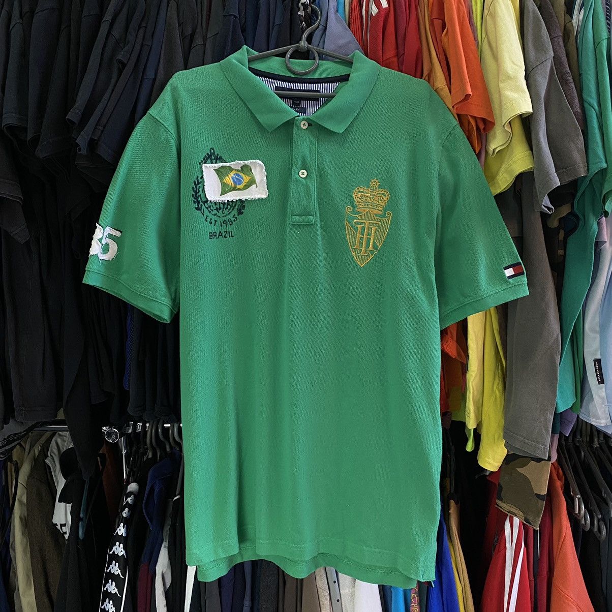 Tommy Hilfiger × Vintage Vintage Tommy Hilfiger Brazil Big Logo rare y2k polo Size US XXL / EU 58 / 5 - 1 Thumbnail