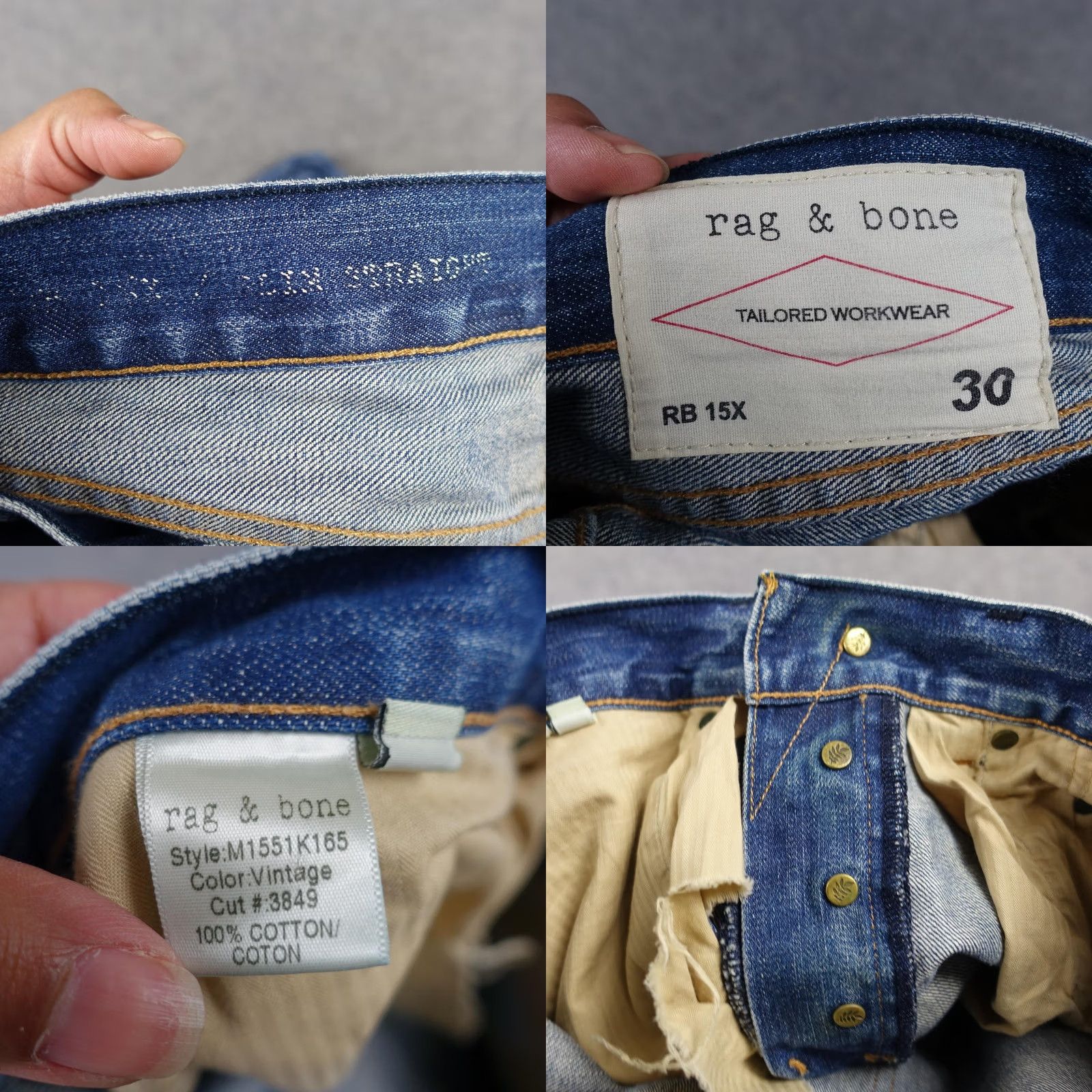 Rag & Bone rag & bone RB 15X Jeans Slim Straight Mens 28x33 Blue Medium Wash Distressed Vintage-Inspired Pockets 5-Pocket Denim Cotton M1551K165 Size US 28 / EU 44 - 11 Thumbnail