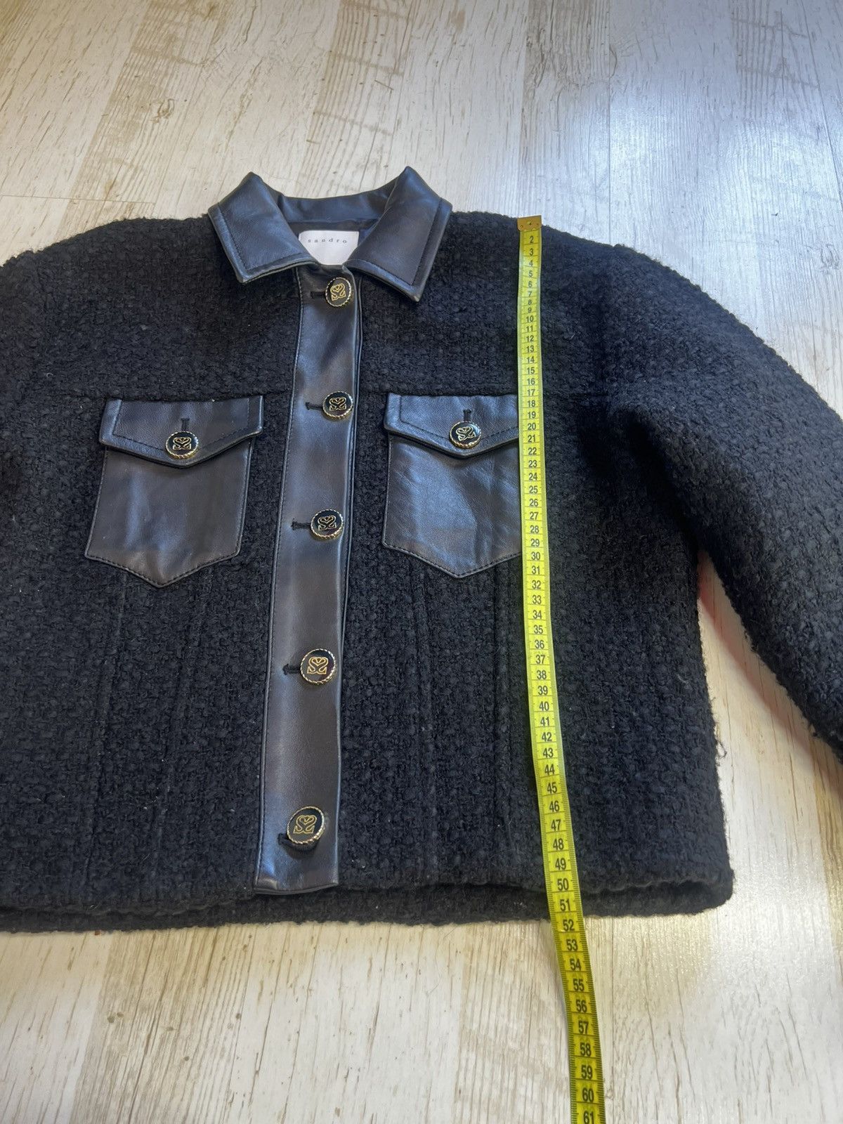 Sandro Sandro Tweed Jacket with Leather Details Size S / US 4 / IT 40 - 16 Thumbnail