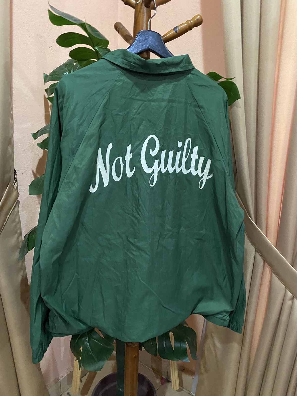 Vintage Vintage “Not Guilty” Green Cotton Jacket Statement Wear Size US XL / EU 56 / 4 - 3 Thumbnail