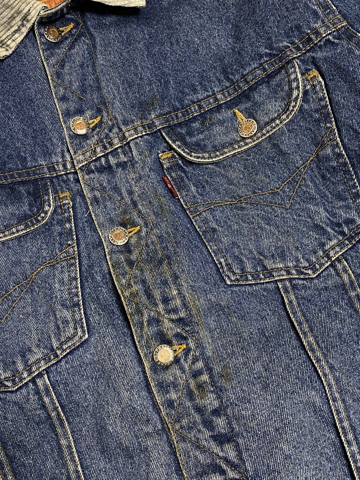 Japanese Brand Rare 90s Superstar Jeans Co Denim Jacket Cord Collar Retro Size US M / EU 48-50 / 2 - 2 Thumbnail