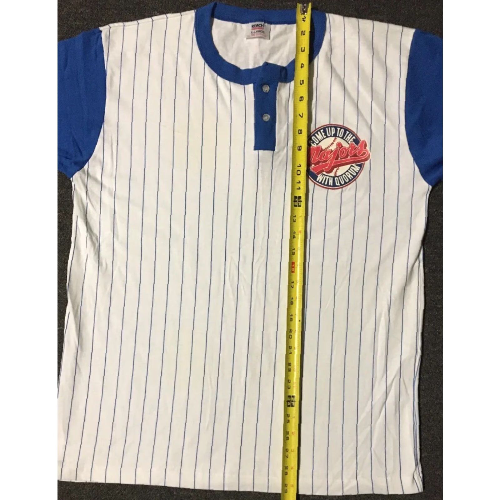 Vintage VINTAGE 90s Come To The Majors With Quorum Faded Striped Baseball Shirt MLB Grunge Shirt Men L Blue Size US L / EU 52-54 / 3 - 8 Thumbnail