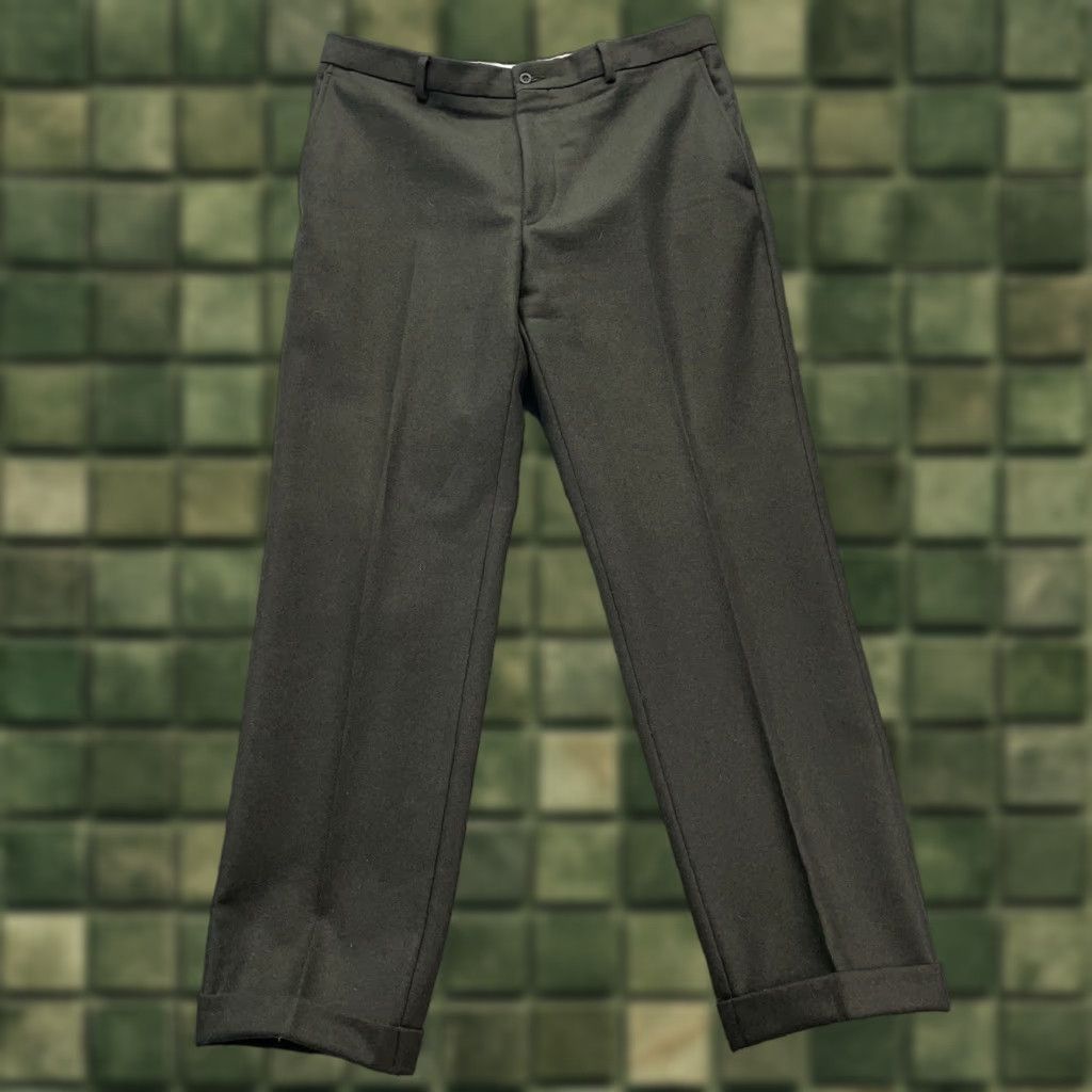 VINTAGE Polo Ralph Lauren Pants Men 38 Flannel Wool Angora Cashmere Green 36/38 Inseam 32 Straight Dress Pants Logo Pattern 90s