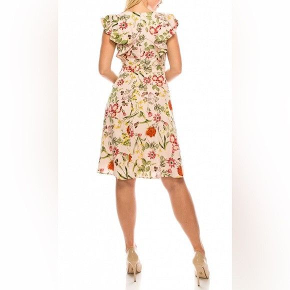 MAGGY LONDON NWT Maggie London Floral Ruffle Sleeve Wrap Dress Size M / US 6-8 / IT 42-44 - 2 Thumbnail