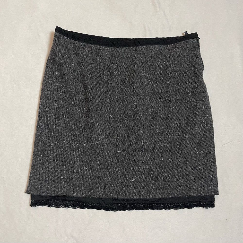 United Colors Of Benetton United Colors of Benetton Grey Wool Mini Skirt With Lace Tr Size 32" / US 10 / IT 46 - 6 Thumbnail