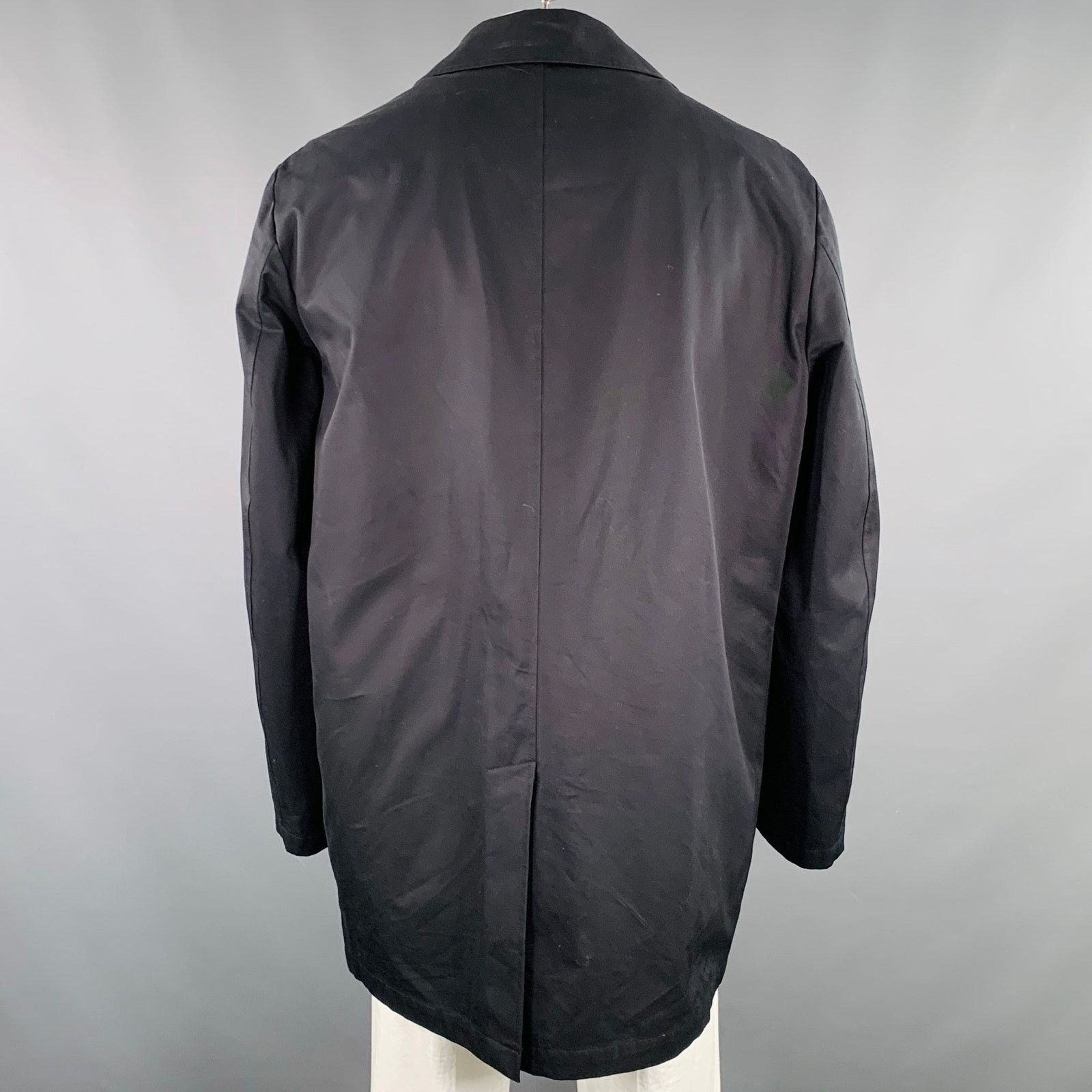 Barneys New York Size 46 Black Cotton Hidden Buttons Trench Coat Size US XL / EU 56 / 4 - 4 Thumbnail
