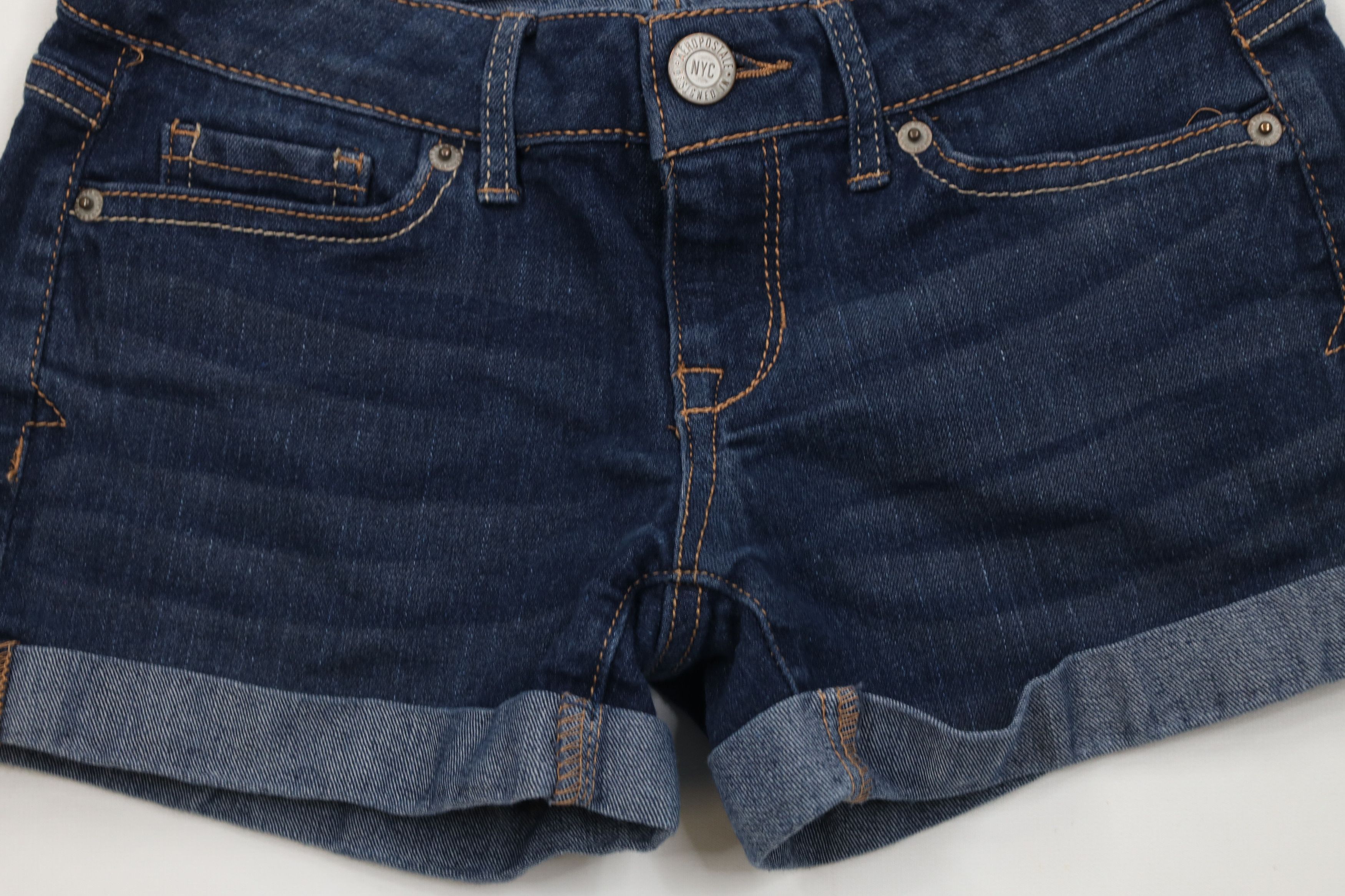 Aeropostale Vintage Y2K Aeropostale Mini Micro Cuffed Denim Shorts Blue Size 24" / US 00 / IT 34 - 3 Thumbnail