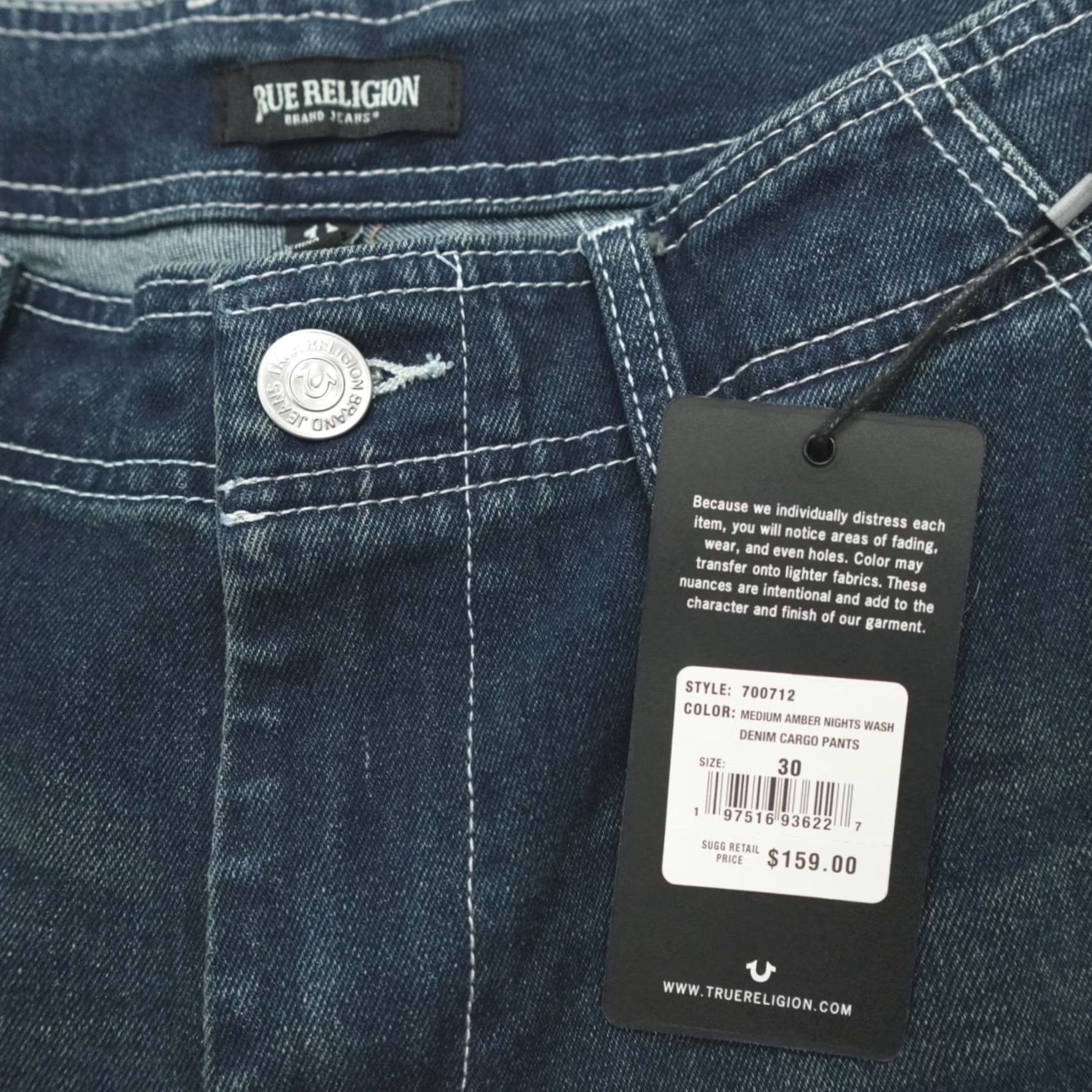 True Religion True Religion Denim Cargo Pants Men's Size 30 32Wx32L Medium Amber Nights Wash Cargo Pocket 5-Pocket Design Hip Hop Relaxed Jeans Mens Size US 30 / EU 46 - 2 Thumbnail