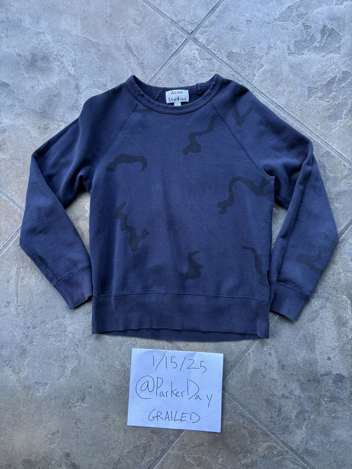 Acne Studios Acne Studios Navy College Camo Printed Sweatshirt Size US XS / EU 42 / 0 - 1 Thumbnail
