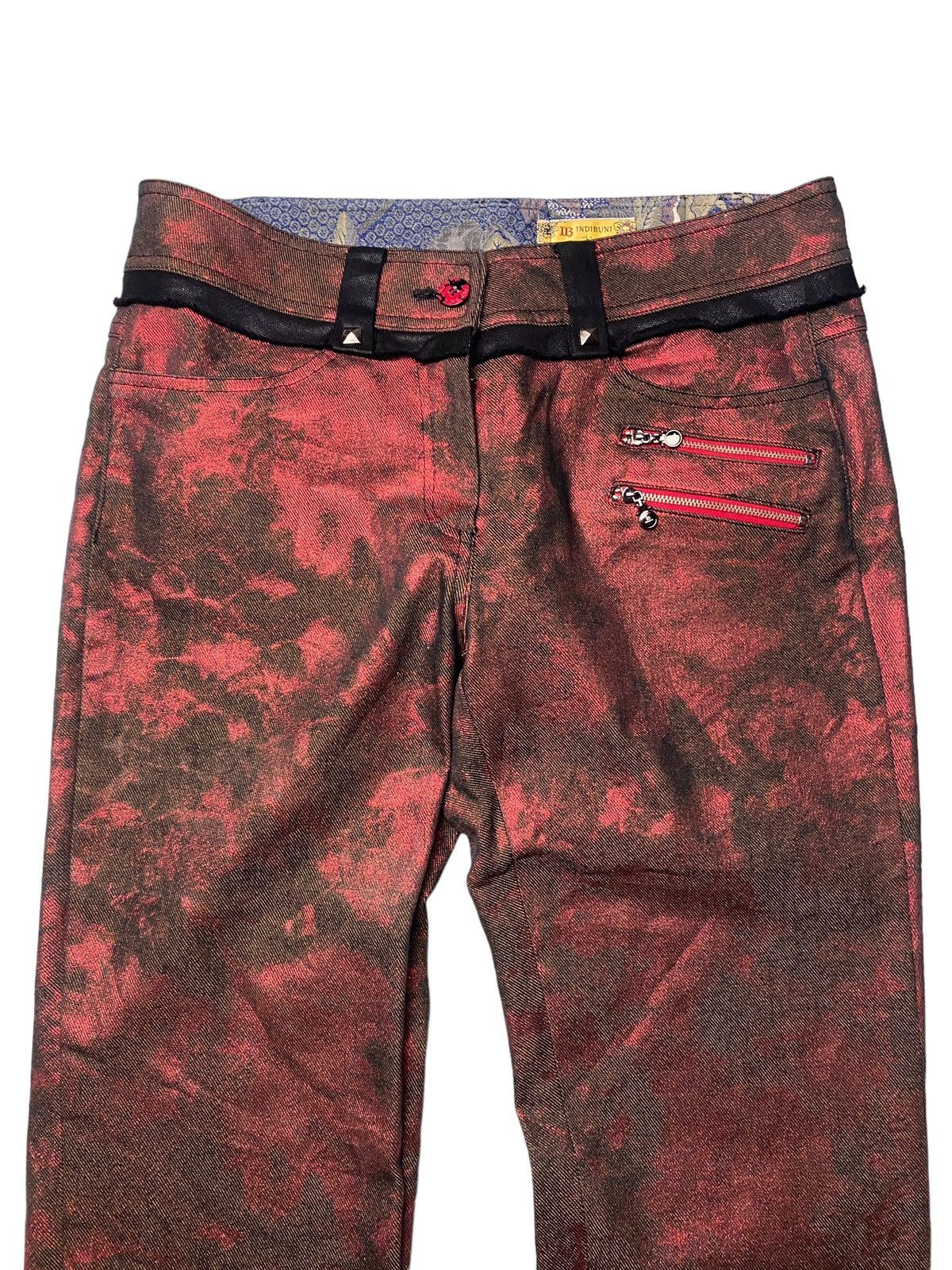 Hysteric Glamour 2000's Indibuni Wax Dyed Maroon Flared Pants Size US 29 - 3 Thumbnail
