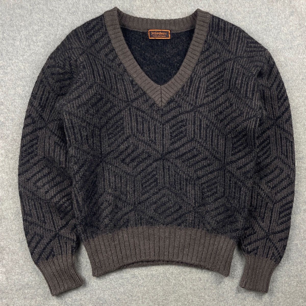 image of YSL YVES Saint Laurent Vintage Knited Sweaters in Grey, Women's (Size Small)