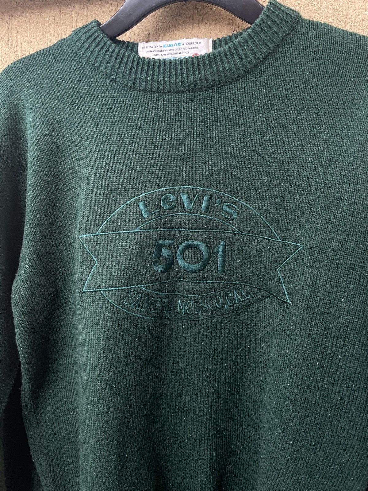 Levi's × Levi's Vintage Clothing × Vintage Vintage Levis 501 wool jumper sweater L boxy spellout logo Size US L / EU 52-54 / 3 - 3 Thumbnail