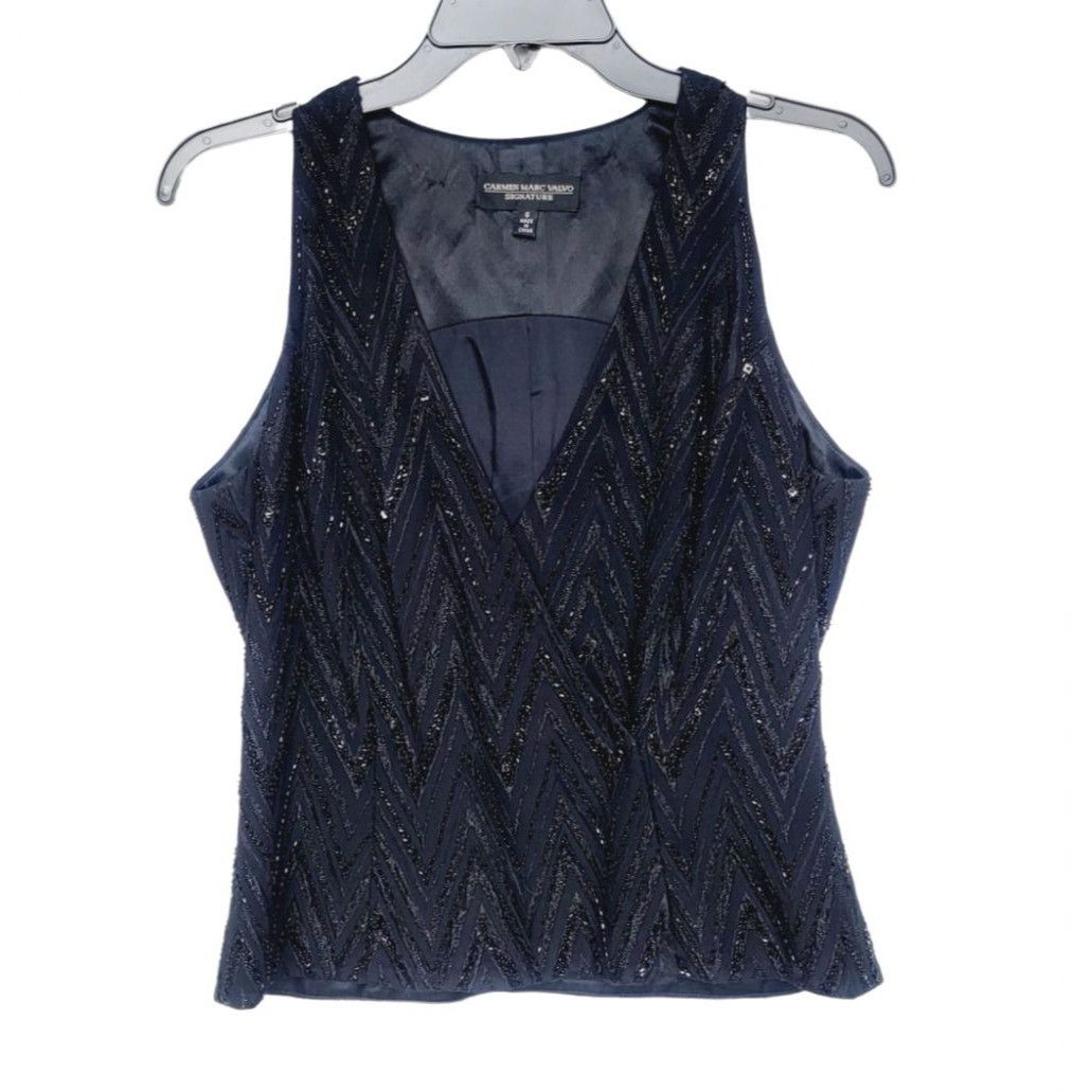 Other Women Vintage Retro Vest Sz 6 Carmen Marc Valvo Top elegant Size M / US 6-8 / IT 42-44 - 2 Thumbnail