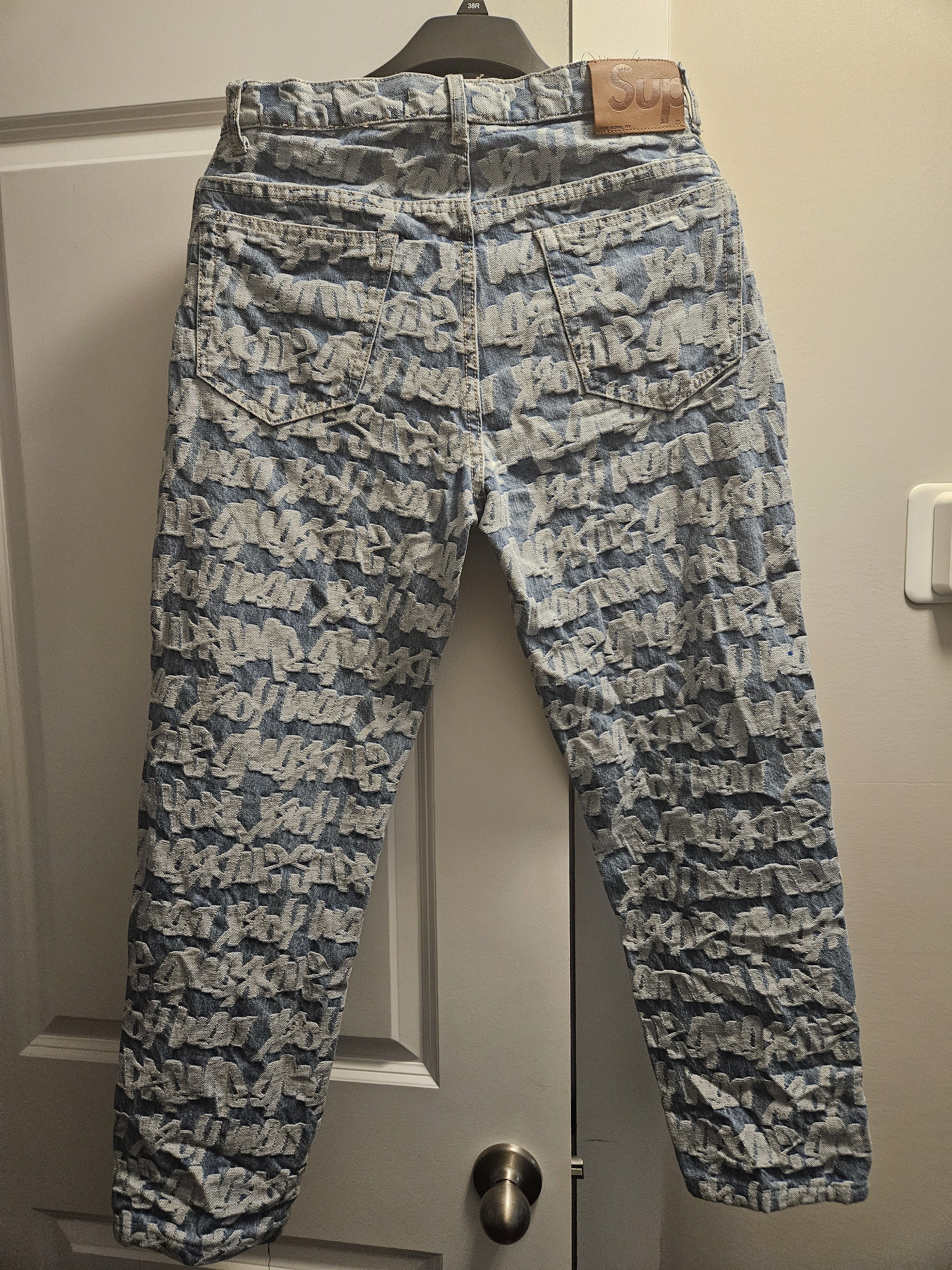 Supreme Supreme Fat Tip Jacquard Blue Denim Jeans Size US 31 - 2 Thumbnail