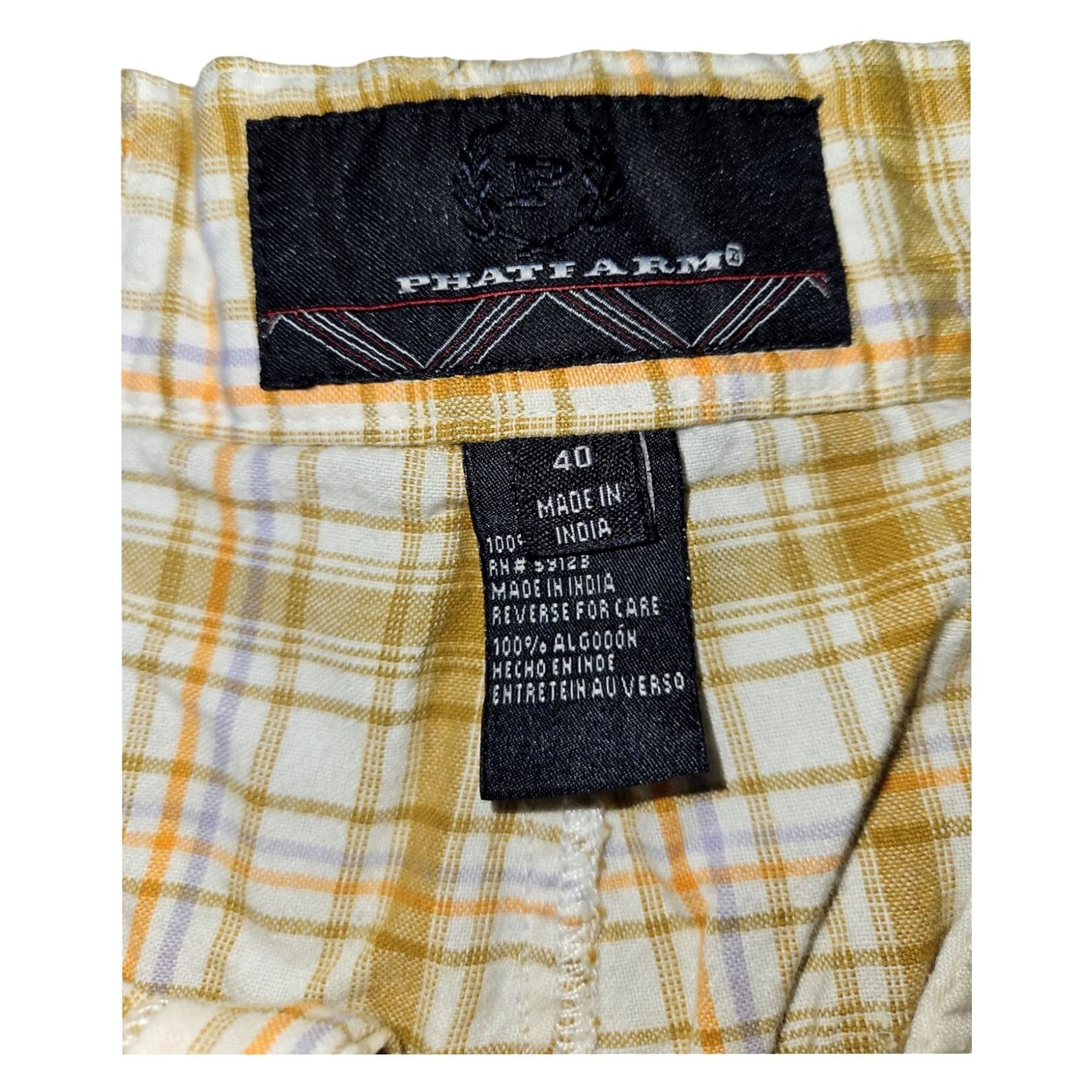 Phat Farm VINTAGE Phat Farm Shorts Men 40 White Brown Plaid Mid Rise Lightweight Embroidered Logo 90s Mens Shorts Size US 40 / EU 56 - 2 Thumbnail