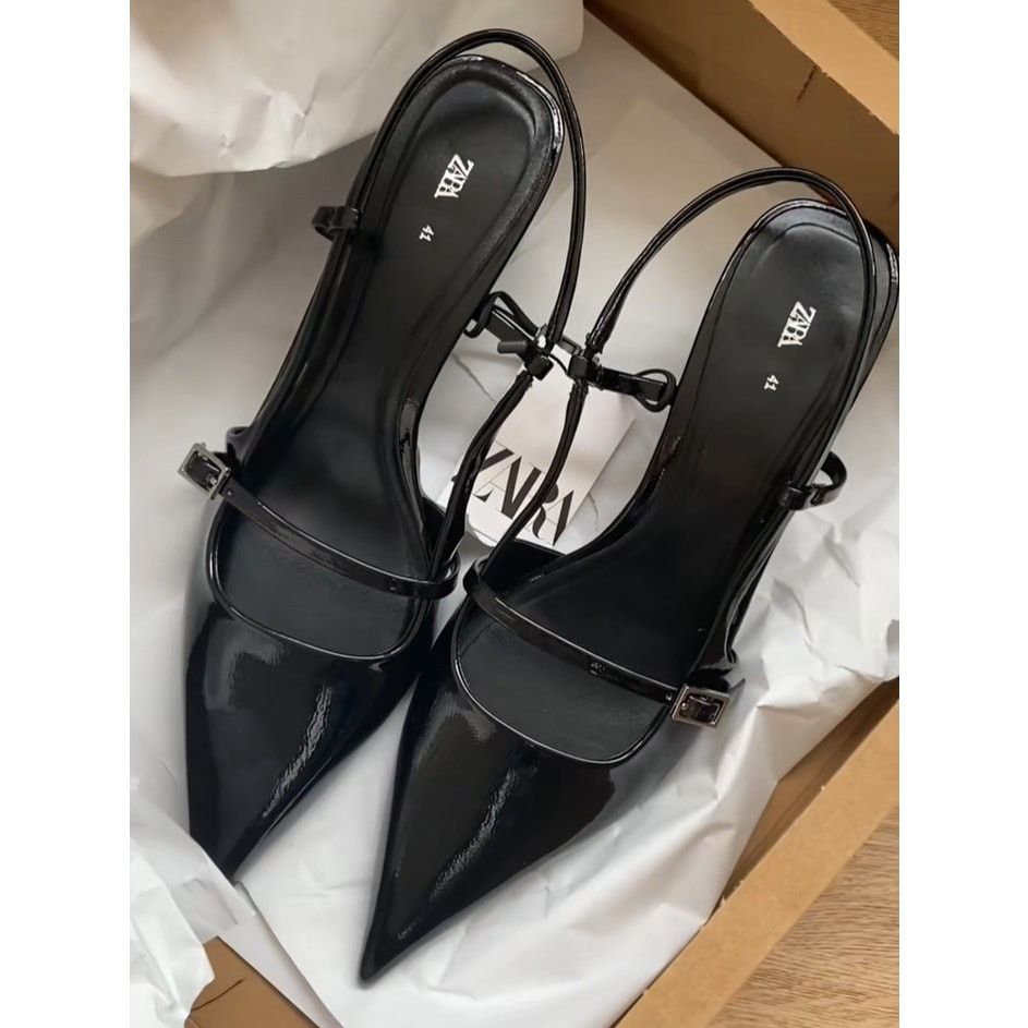 Zara ZARA Black Patent Slingbacks NWT Size 8 Size US 8 / IT 38 - 11 Thumbnail