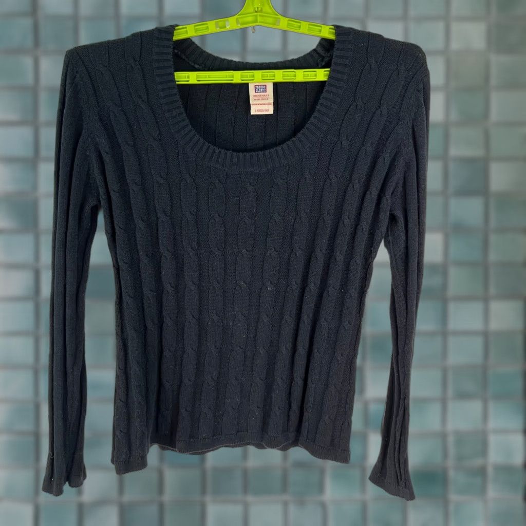 Faded Glory VINTAGE Faded Glory Womens Boat Neck Cable Knit Sweater Black L Sweatshirt Size L / US 10 / IT 46 - 1 Thumbnail