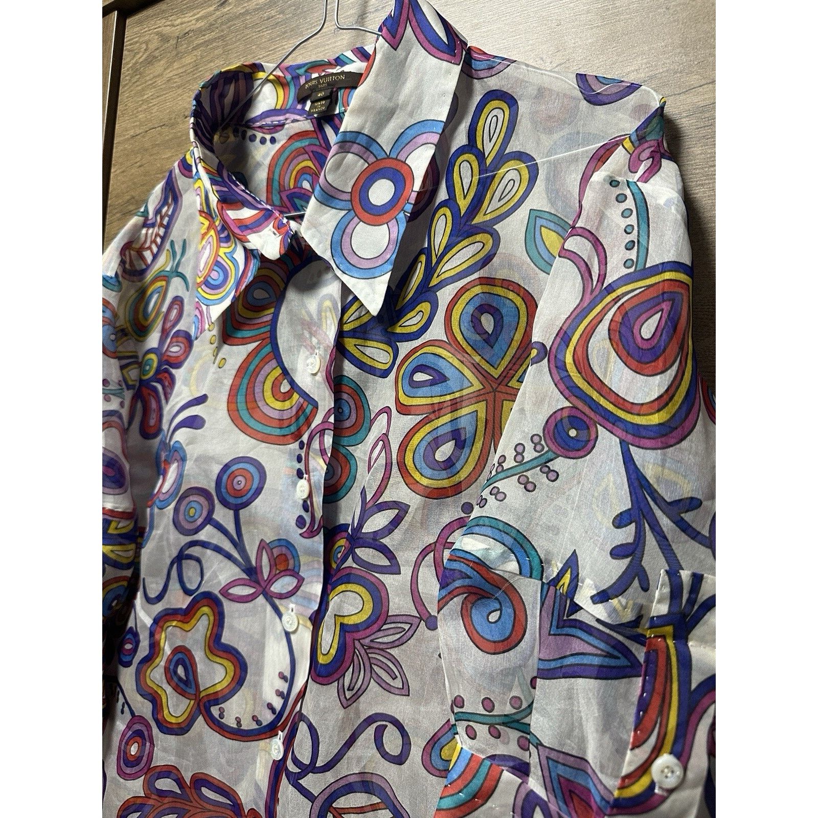Louis Vuitton Louis Vuitton Abstract Floral Women’s Silk Shirt Brooches Size M / US 6-8 / IT 42-44 - 11 Thumbnail
