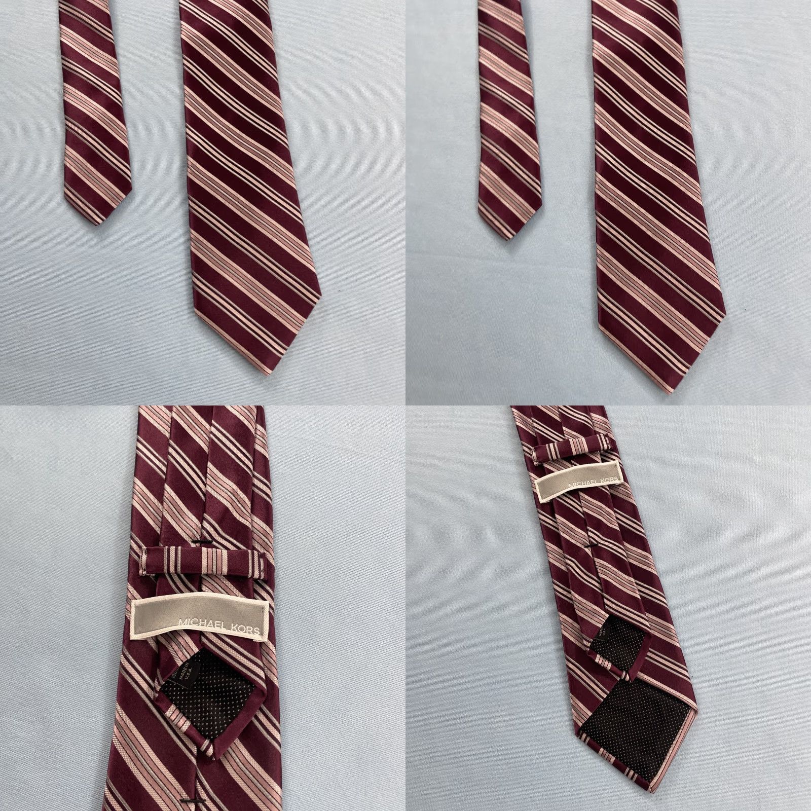 Michael Kors VINTAGE Michael Kors Tie 100% Silk Red Pink Exec Striped Necktie Made USA 3x60 Mens Size ONE SIZE - 10 Thumbnail