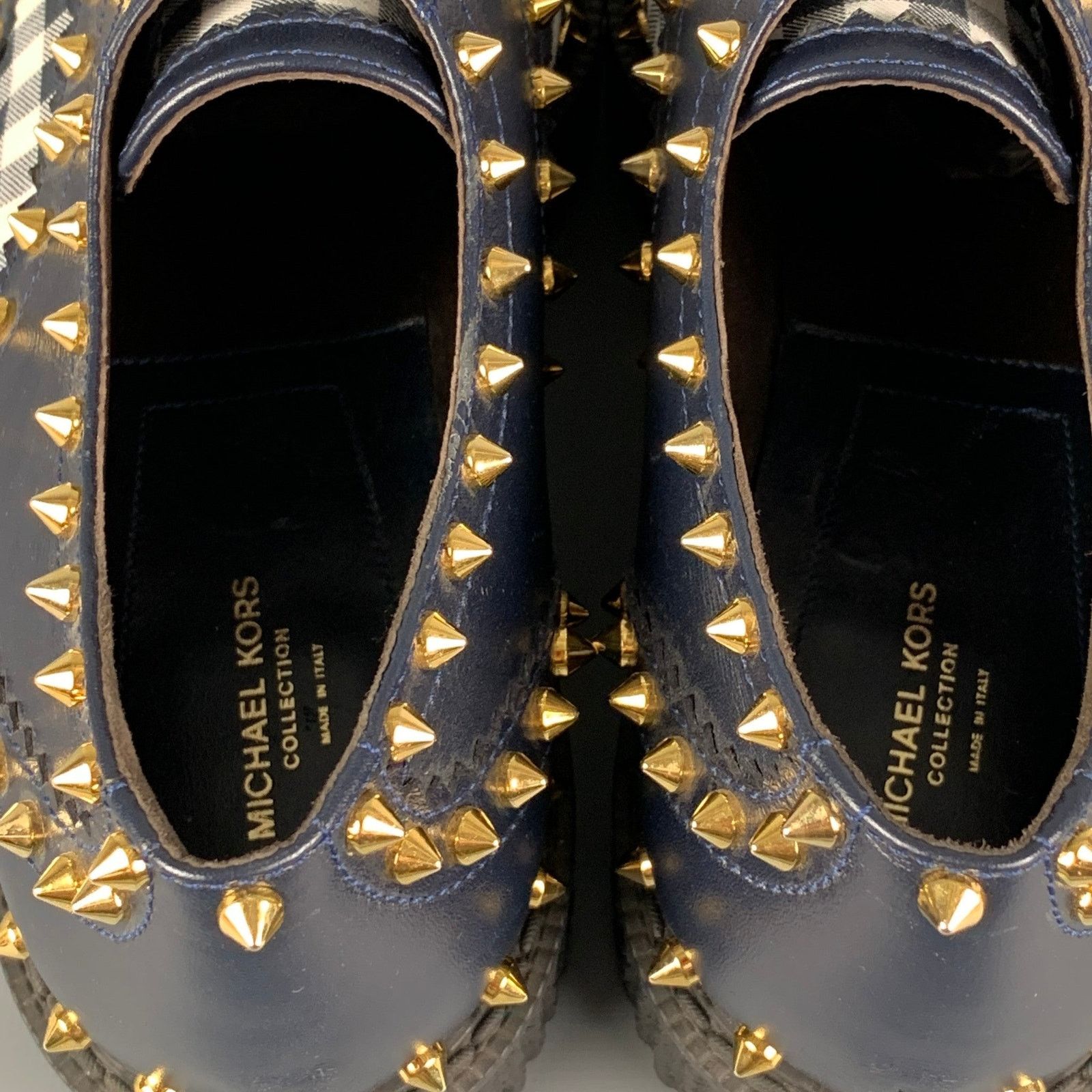 Michael Kors MICHAEL KORS 11 Navy White Leather Studded Platform Shoes Size US 11 / IT 41 - 6 Thumbnail