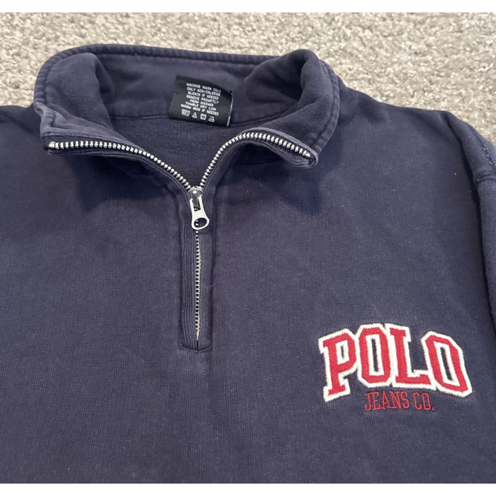 Polo Ralph Lauren Vintage Ralph Lauren Polo Jeans Blue Quarter Zip Sweatshirt Large 90s Mens Size US L / EU 52-54 / 3 - 3 Thumbnail