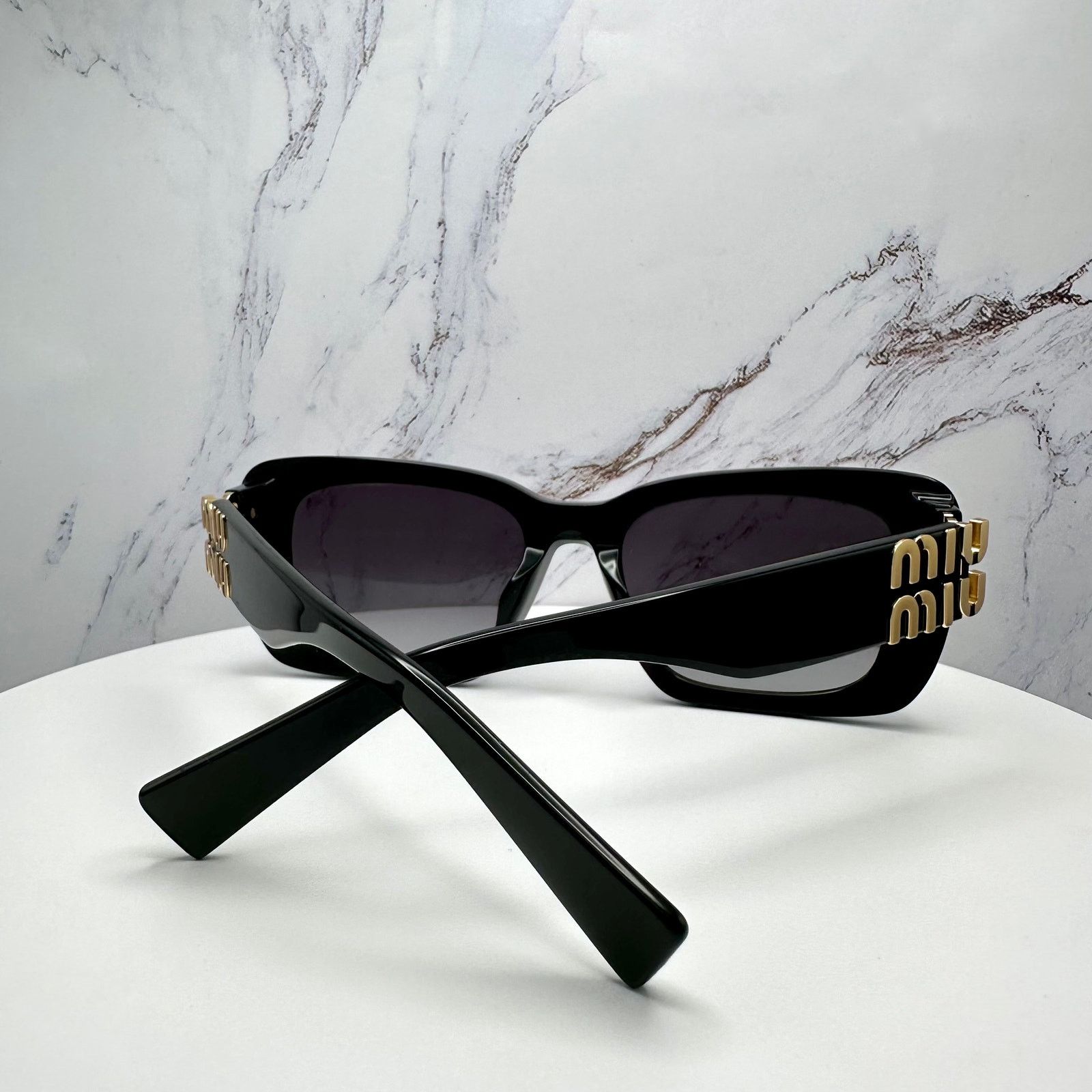 Miu Miu New MIU MIU Sunglasses Black Gold Metal Logo Authentic Size ONE SIZE - 13 Thumbnail