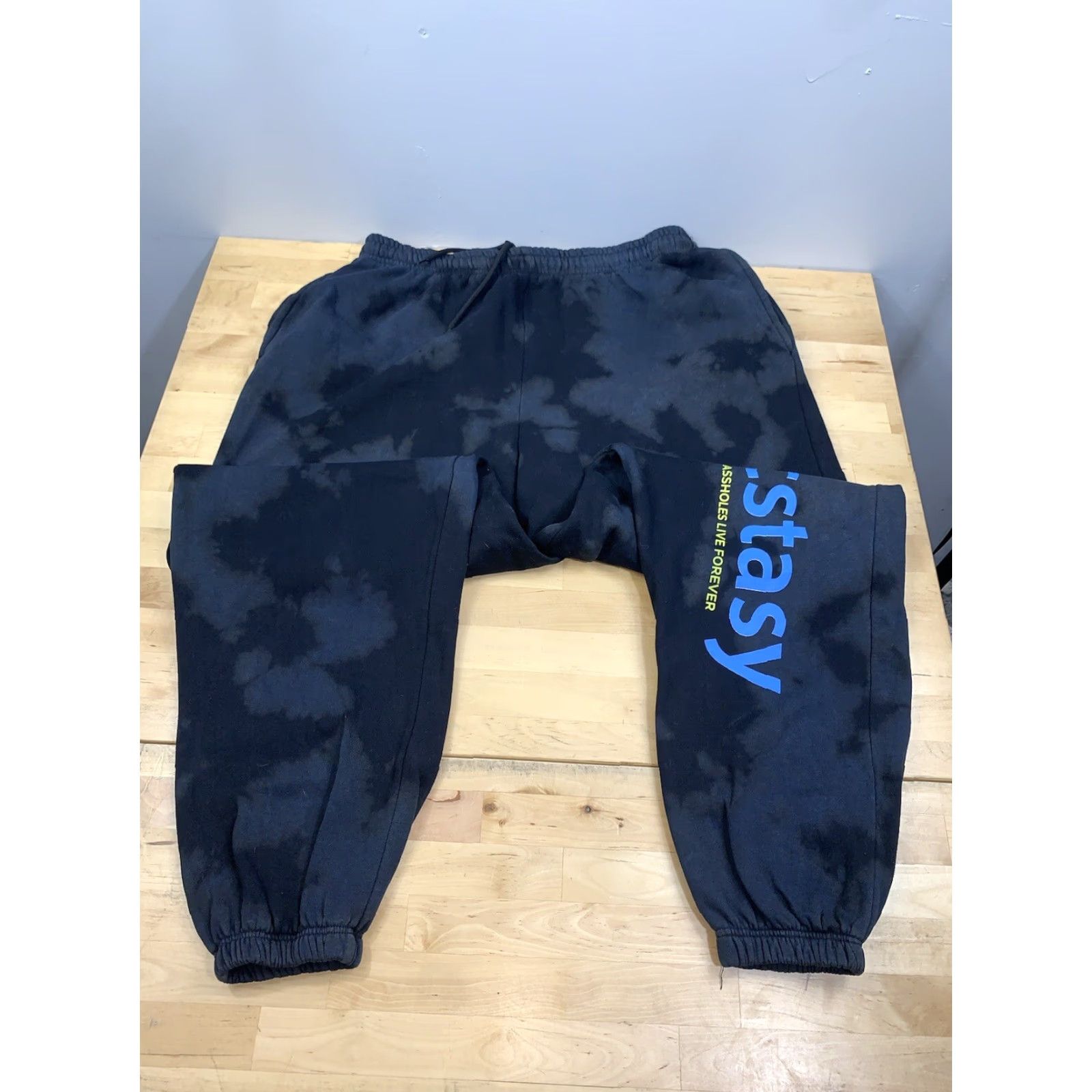 Olive A**holes Live Forever Sweatpants Adults 2XL Tie Dye Drawstring Casual Size US 39 - 2 Thumbnail