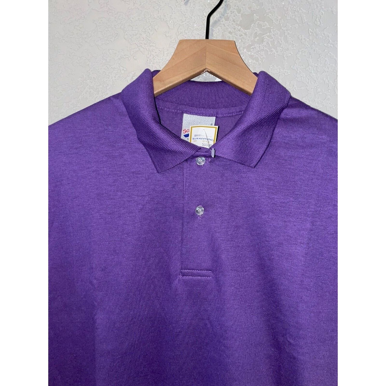 Vintage Vintage Purple Blank Polo Shirt Screenmates 80s 90s VTG XL Size US XL / EU 56 / 4 - 3 Thumbnail