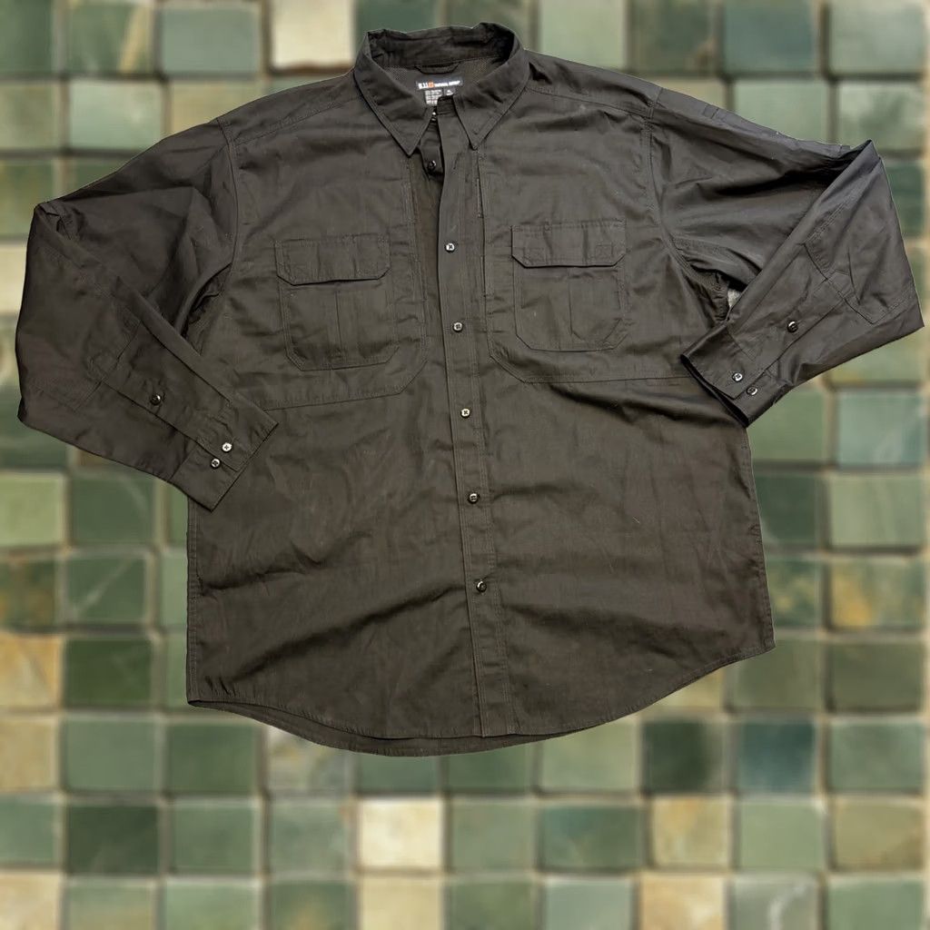 Vintage 5.11 Tactical Twill TDU Long Sleeve Shirt Mens XL Black Button Up Pockets Size US XL / EU 56 / 4 - 1 Thumbnail