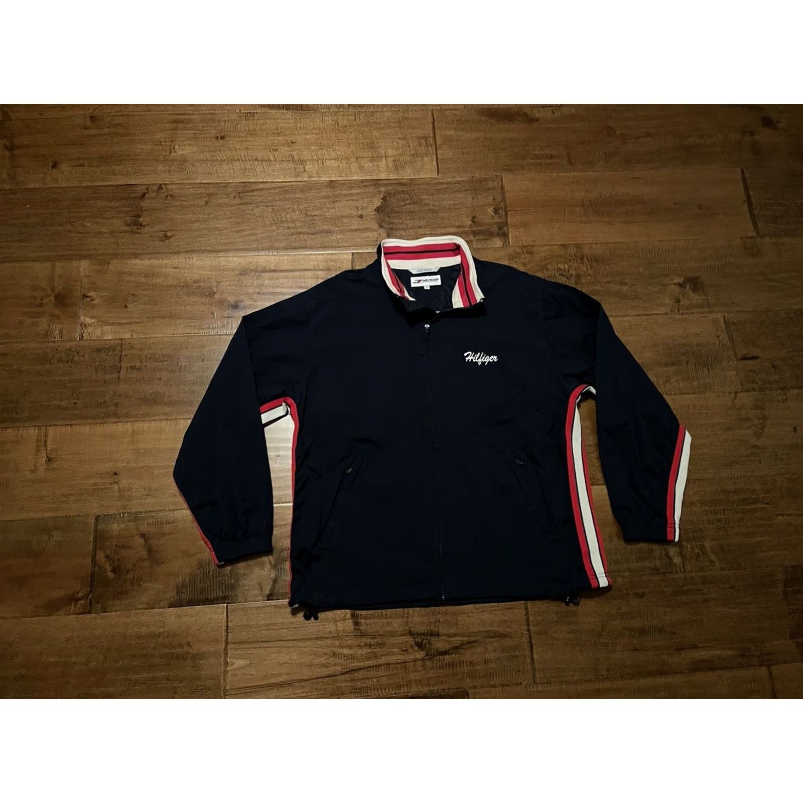 Tommy Hilfiger VINTAGE Tommy Hilfiger Athletics Jacket Windbreaker Track Full Zip Adult L Blue Mens Size US L / EU 52-54 / 3 - 3 Thumbnail