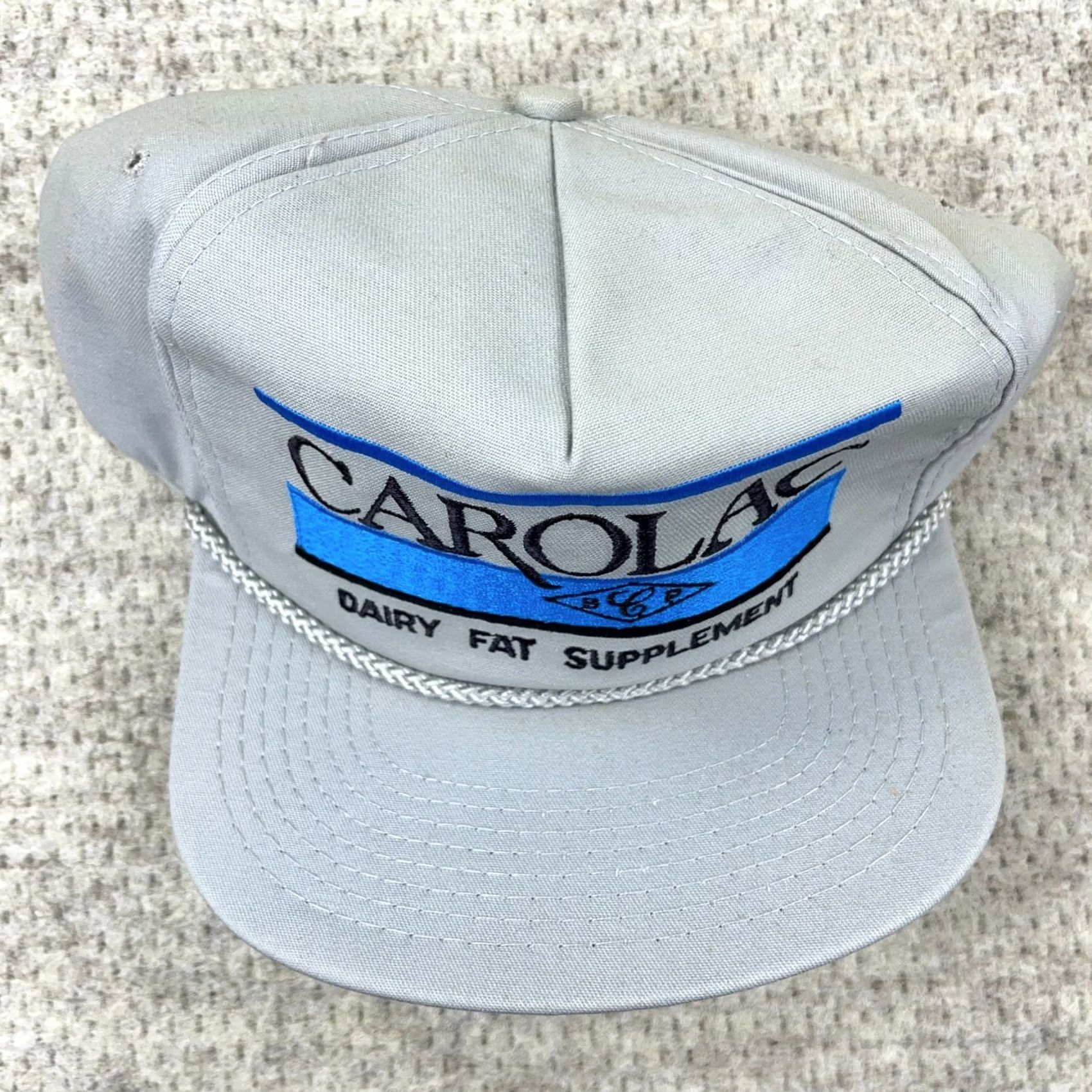 Roper VINTAGE Carolac Trucker Hat Cap Snapback Rope Made In USA Gray 80s 90s Farm Dairy E24 Mens Size ONE SIZE - 3 Thumbnail