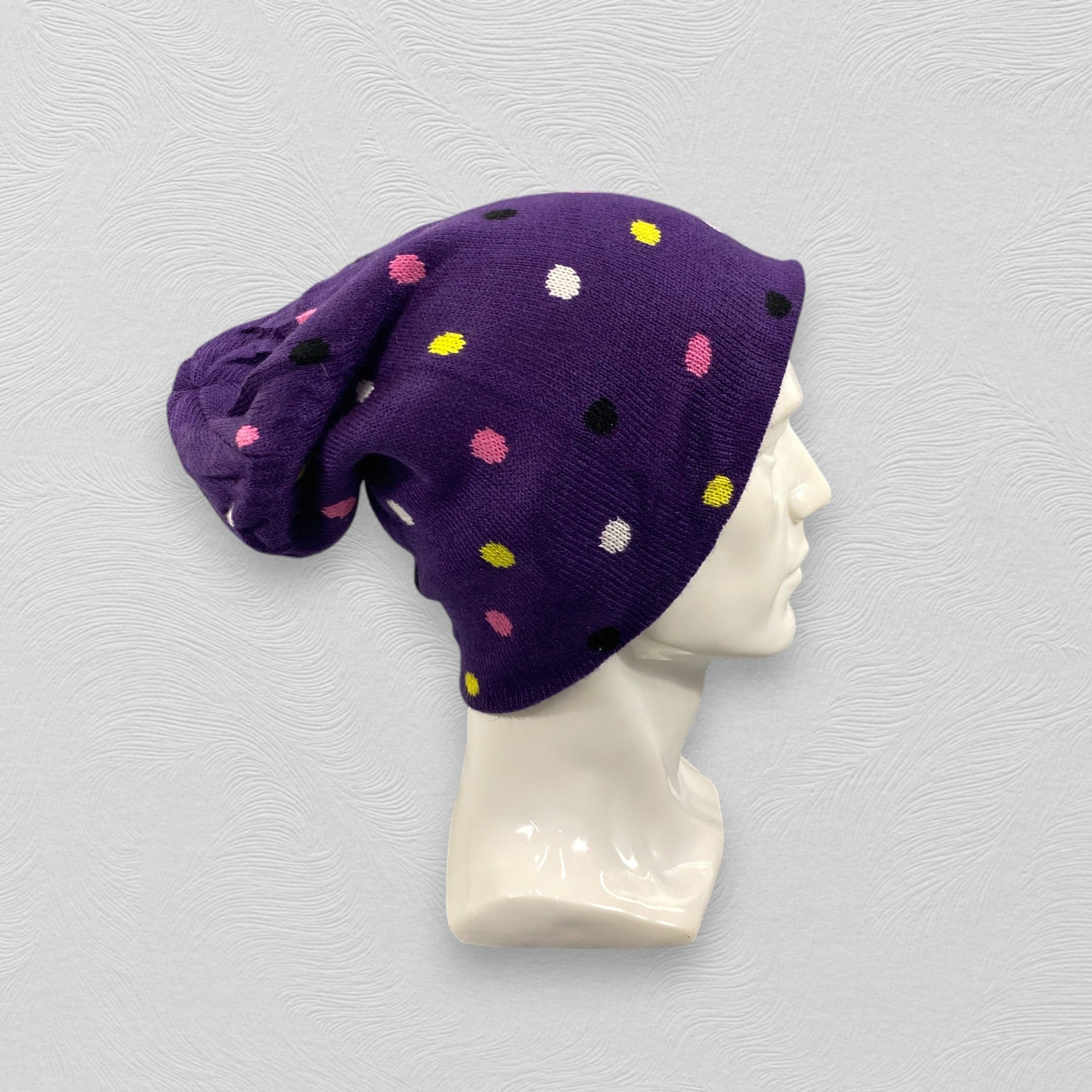 Japanese Brand Slouchy Snow Cap Beanie With Multicolor Dots -BN950 Size ONE SIZE - 3 Thumbnail