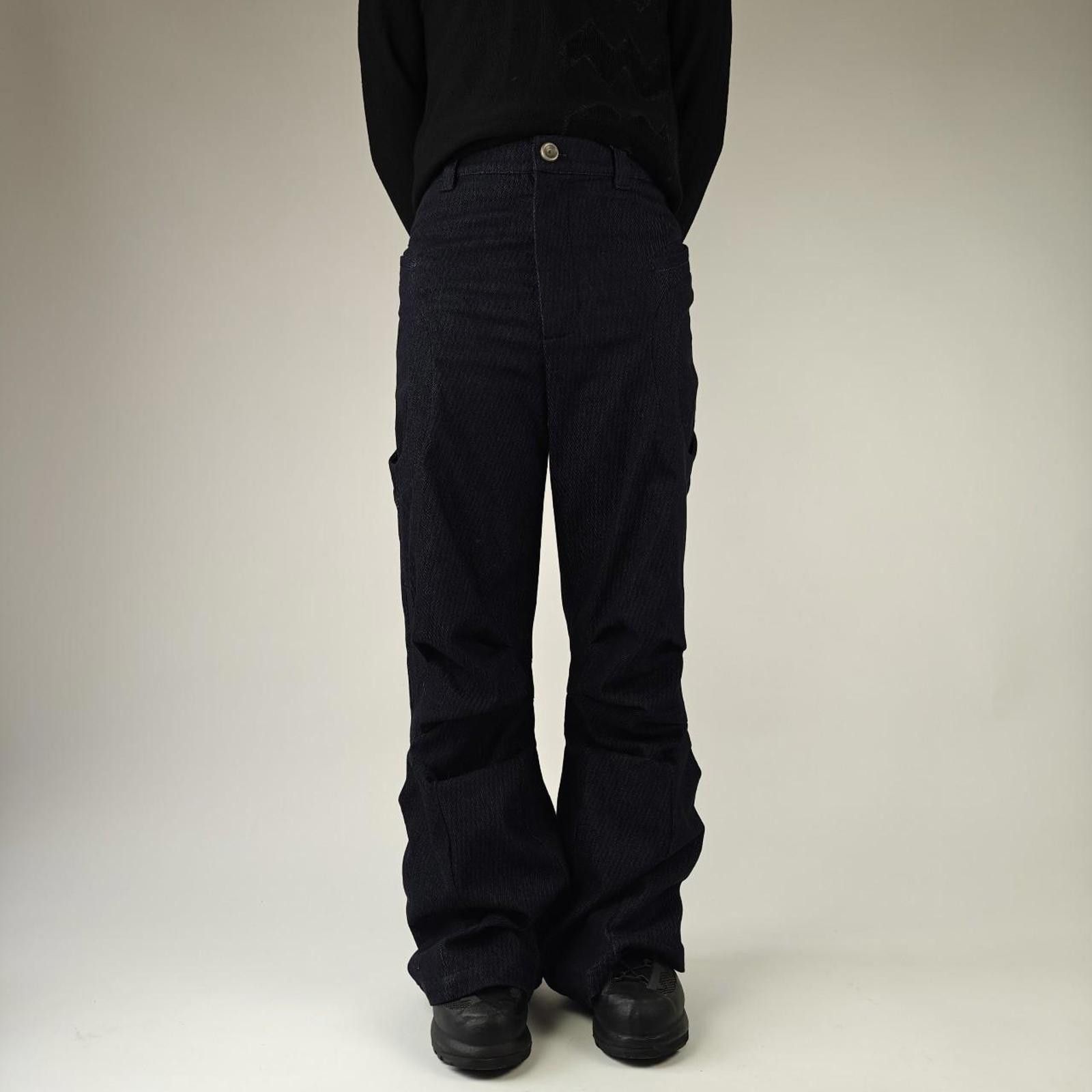 Other 54AO Navy Panelled Technical Wide Flare Pants Size US 30 / EU 46 - 1 Thumbnail