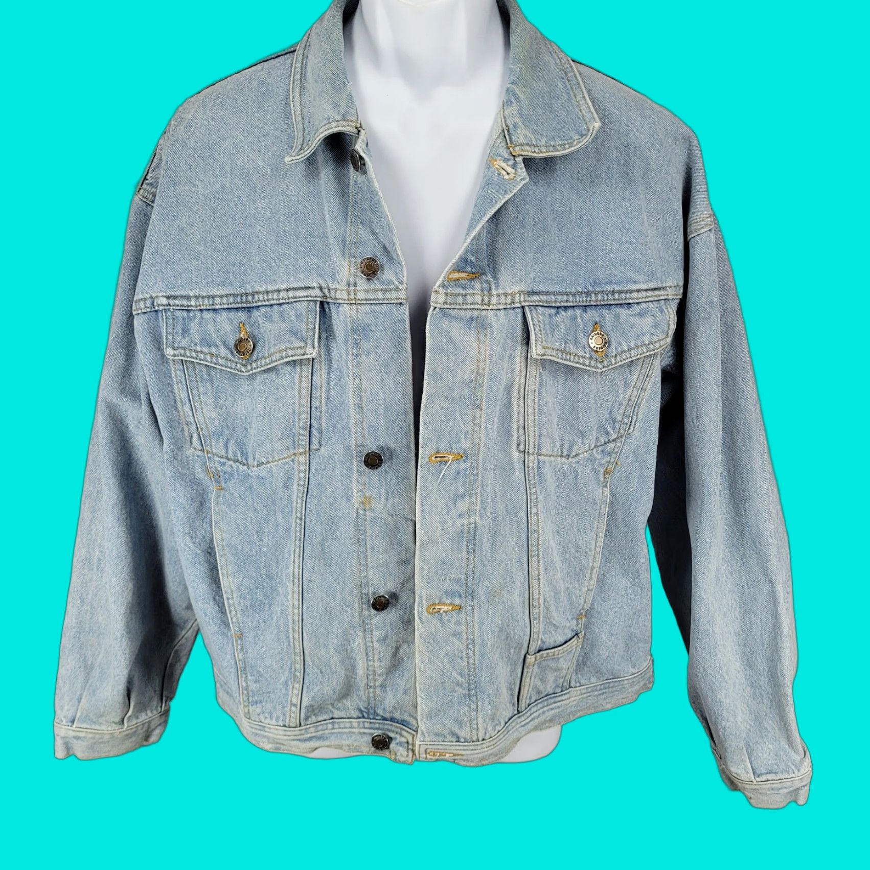 Denime VINTAGE The Raiders Motorcycles Blue Denim Heavy Cotton Light Wash Jean Jacket Size 52 Size US 36 / EU 52 - 1 Thumbnail