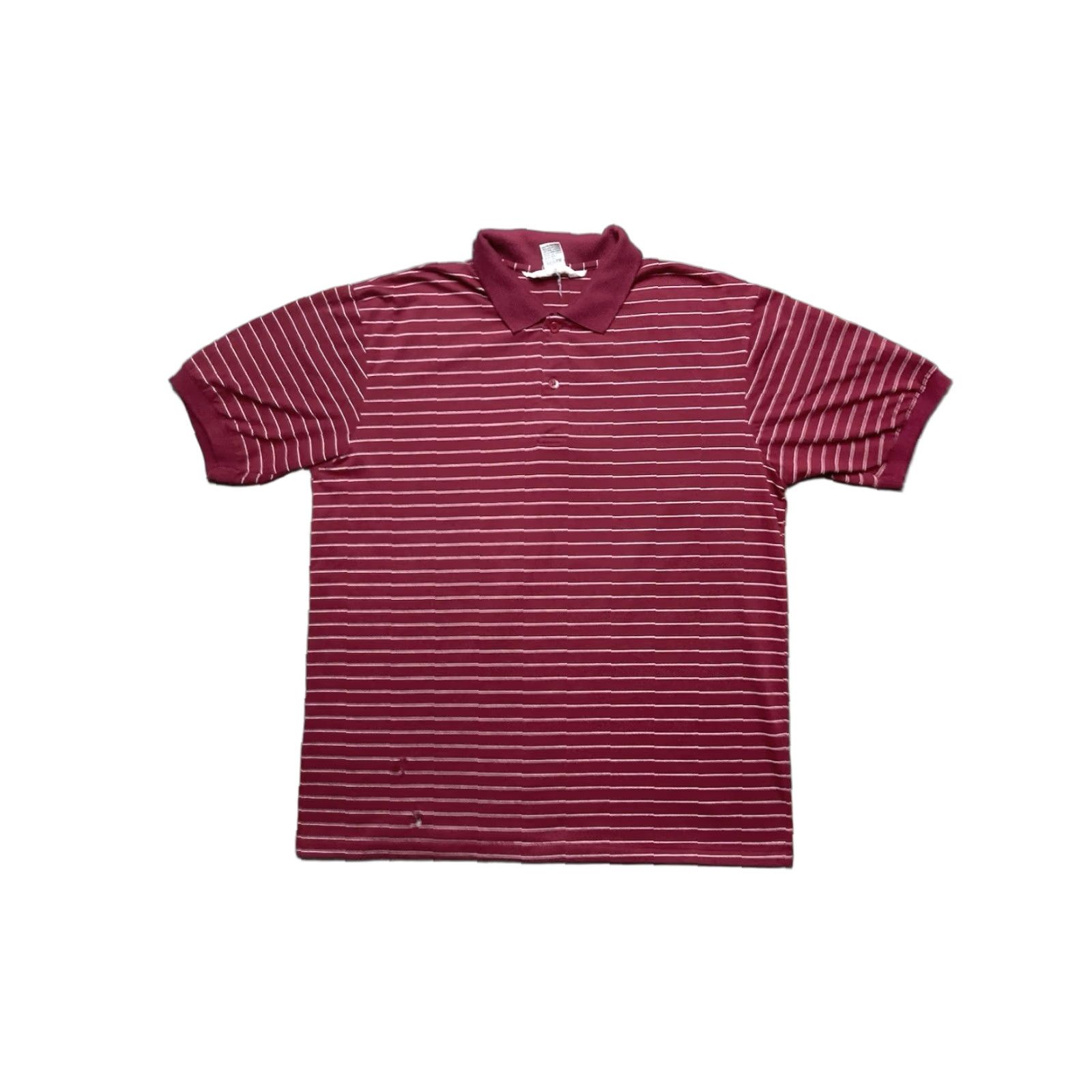 Sears VINTAGE 80s Polo Shirt Striped Maroon Red Sears Large Short Sleeve Men L Size US L / EU 52-54 / 3 - 1 Thumbnail