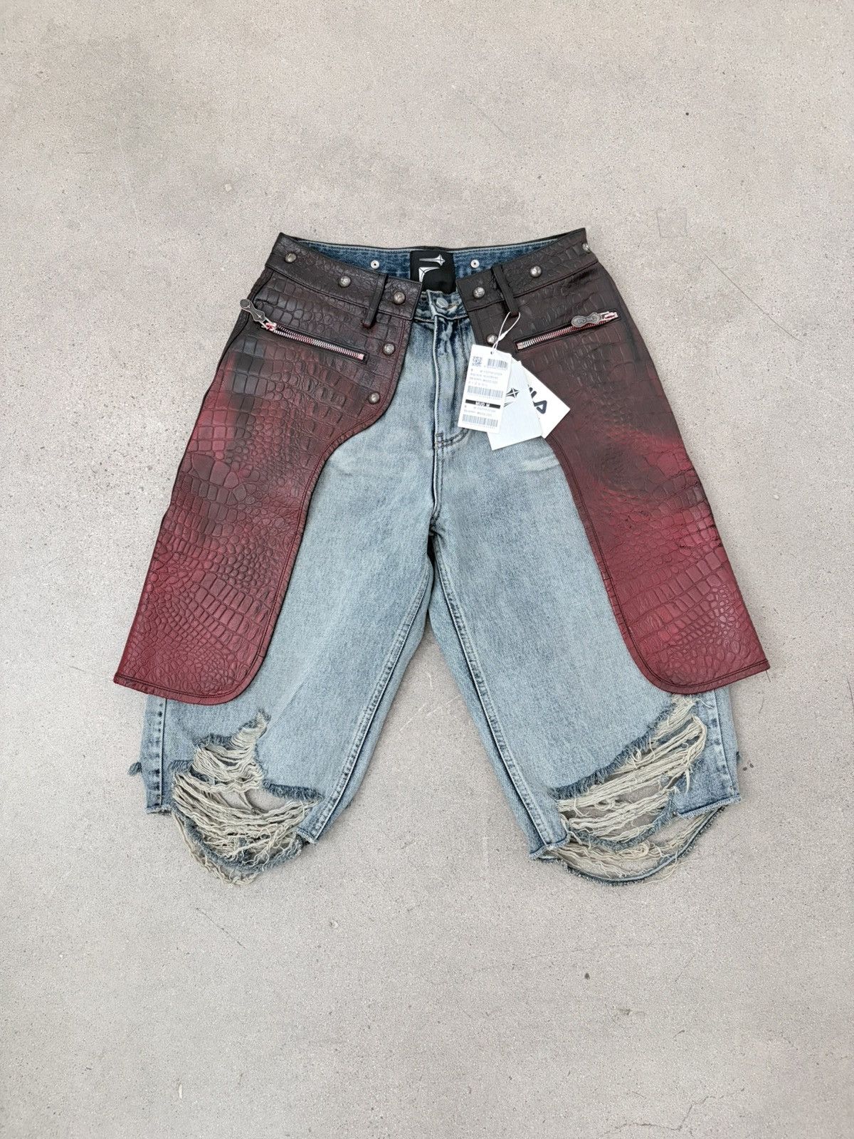 Fila × Thug Club dragon leather denim mix short Size US 30 / EU 46 - 1 Thumbnail