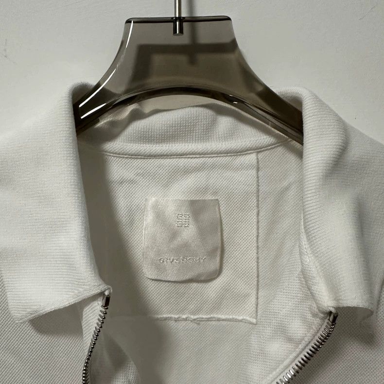 Givenchy 10088 White Zip-Up Short Sleeve Polo