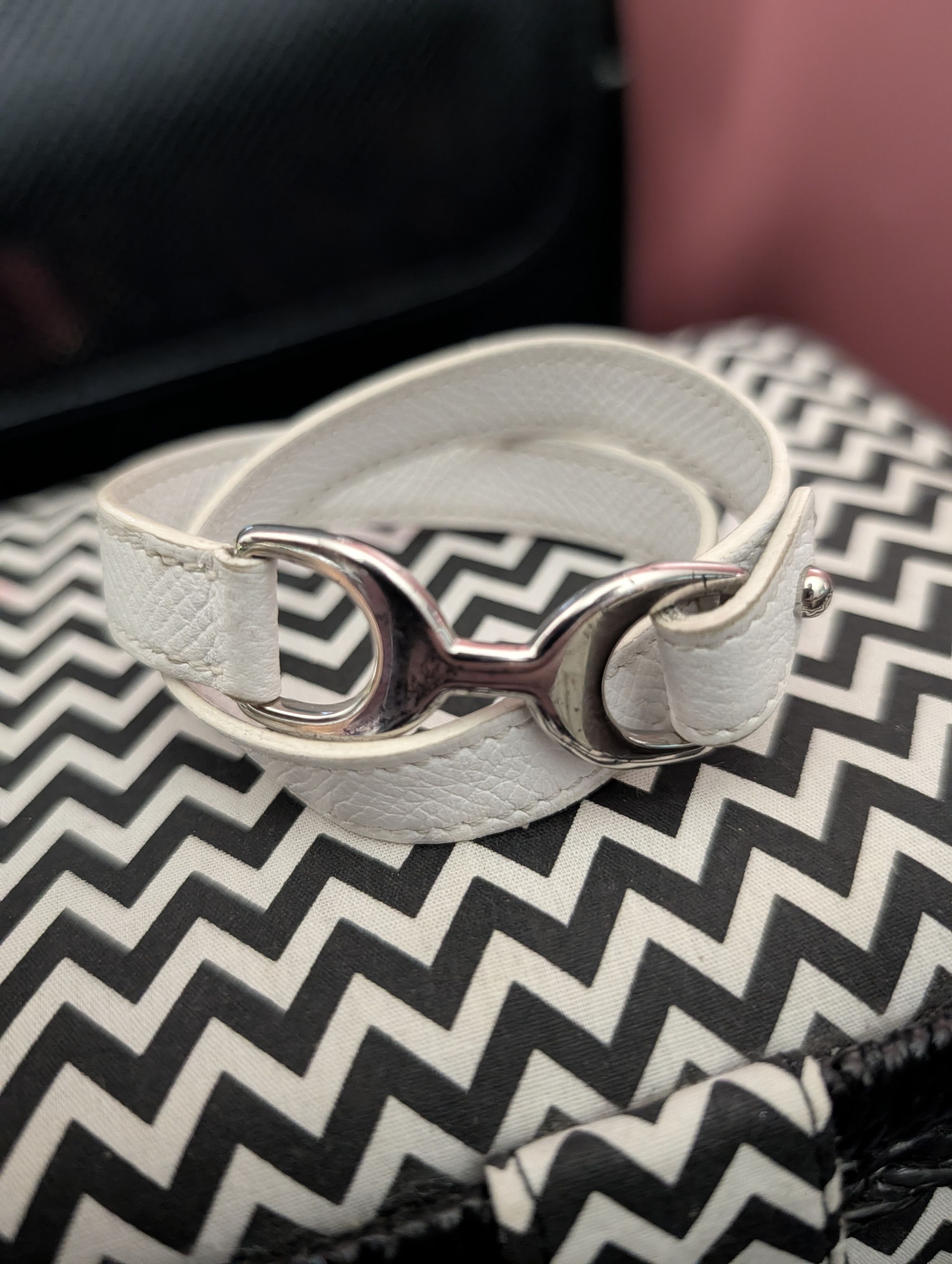 Hermes White Calfskin Double Wrap Tour Bracelet Silver 2011 S Size ONE SIZE - 1 Thumbnail