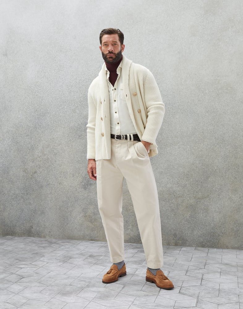 Brunello Cucinelli o1w1db10226 Cardigan in Netural/Off White Size US XL / EU 56 / 4 - 2 Thumbnail