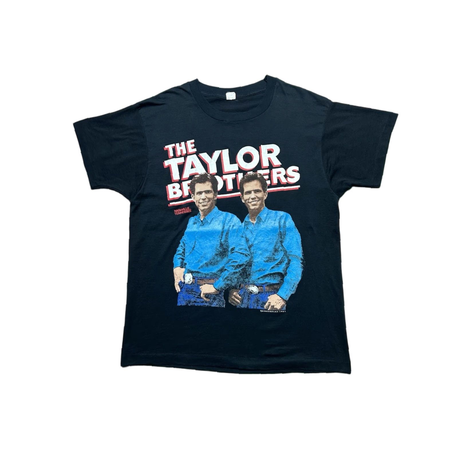Vintage VINTAGE 90s Screen Stars T-Shirt Taylor Brothers Country Music XL Black Mens Size US XL / EU 56 / 4 - 1 Thumbnail