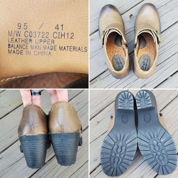Born Born Canty Tan Leather Burnished Chunky Heel Buckle Western Size US 9.5 / IT 39.5 - 6 Thumbnail